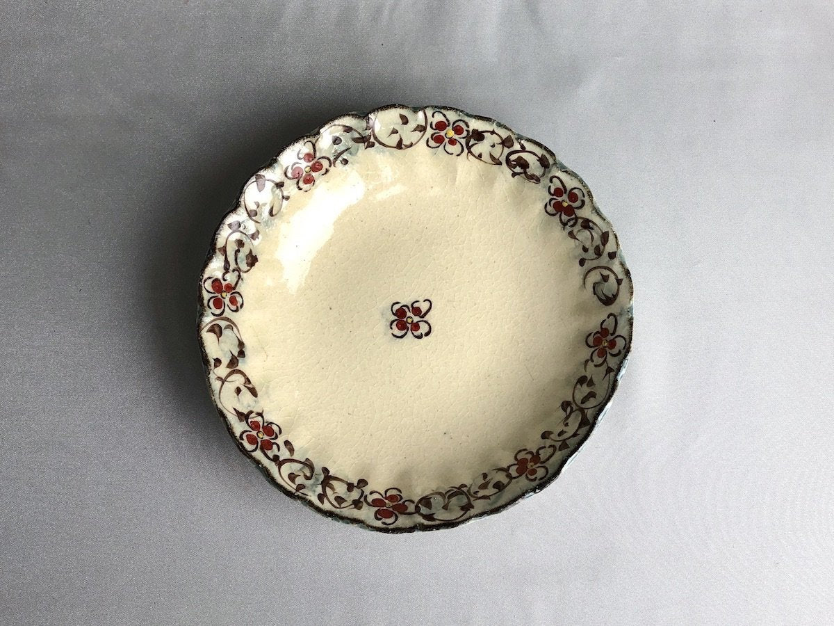 安南赤絵唐草6寸菊鉢【日比野正明】