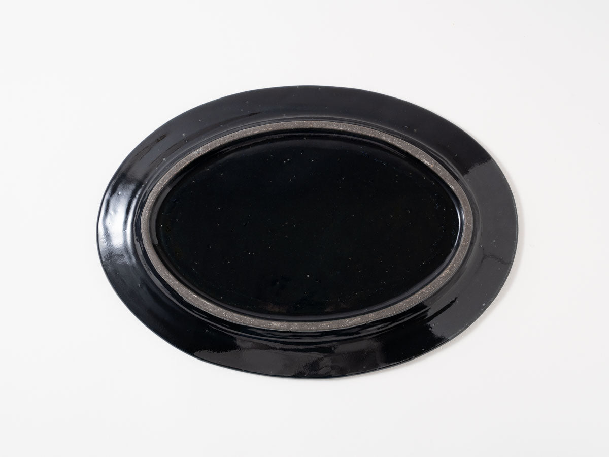 ルリ釉オーバル皿(大)【加藤仁志】