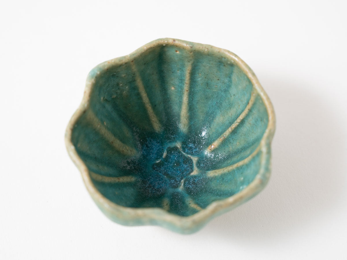 花 豆鉢 青【藤原純ex25】