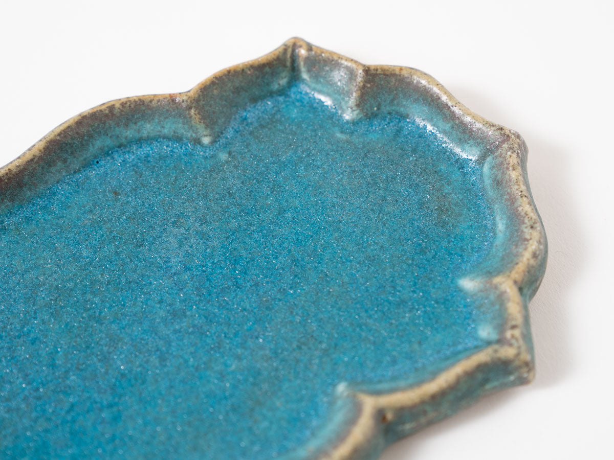 トンガリ長板皿 M 青【藤原純ex25】