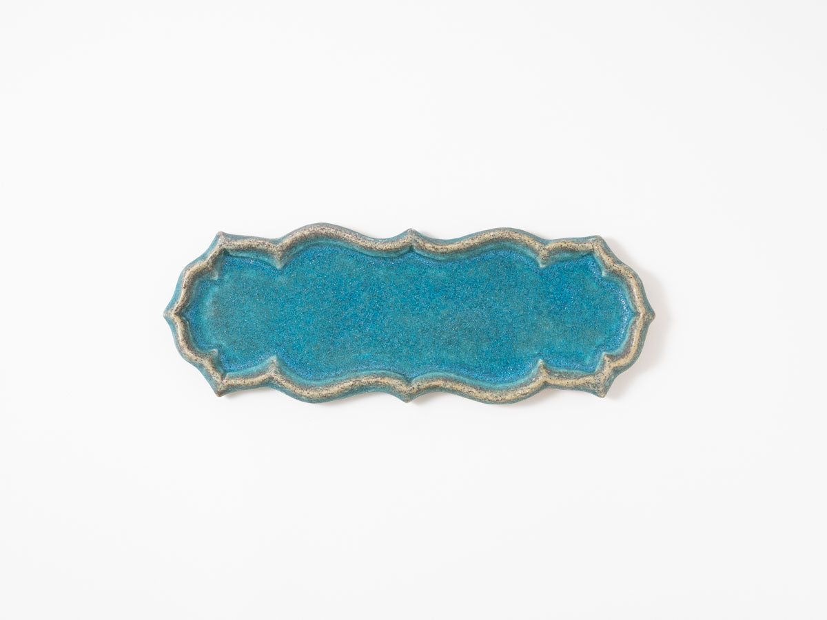 トンガリ長板皿 S 青【藤原純ex25】