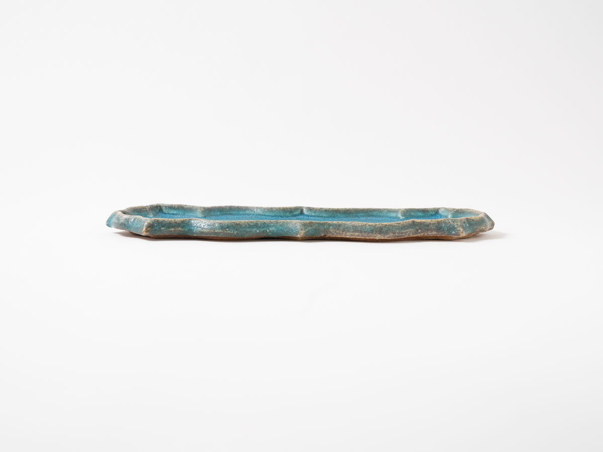 トンガリ長板皿 S 青【藤原純ex25】