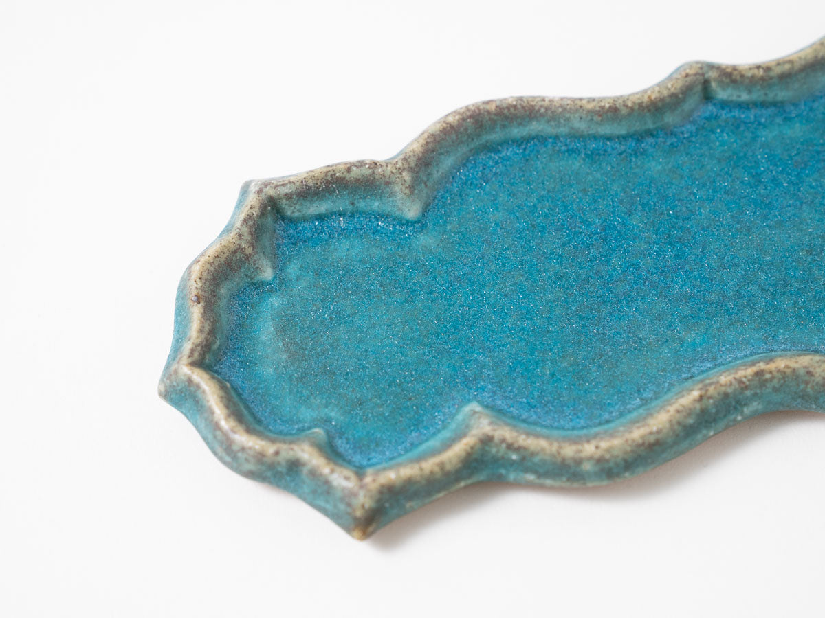 トンガリ長板皿 S 青【藤原純ex25】