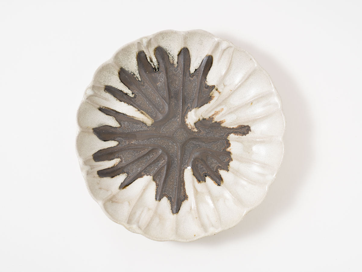 輪花皿 L 白黒【藤原純ex25】