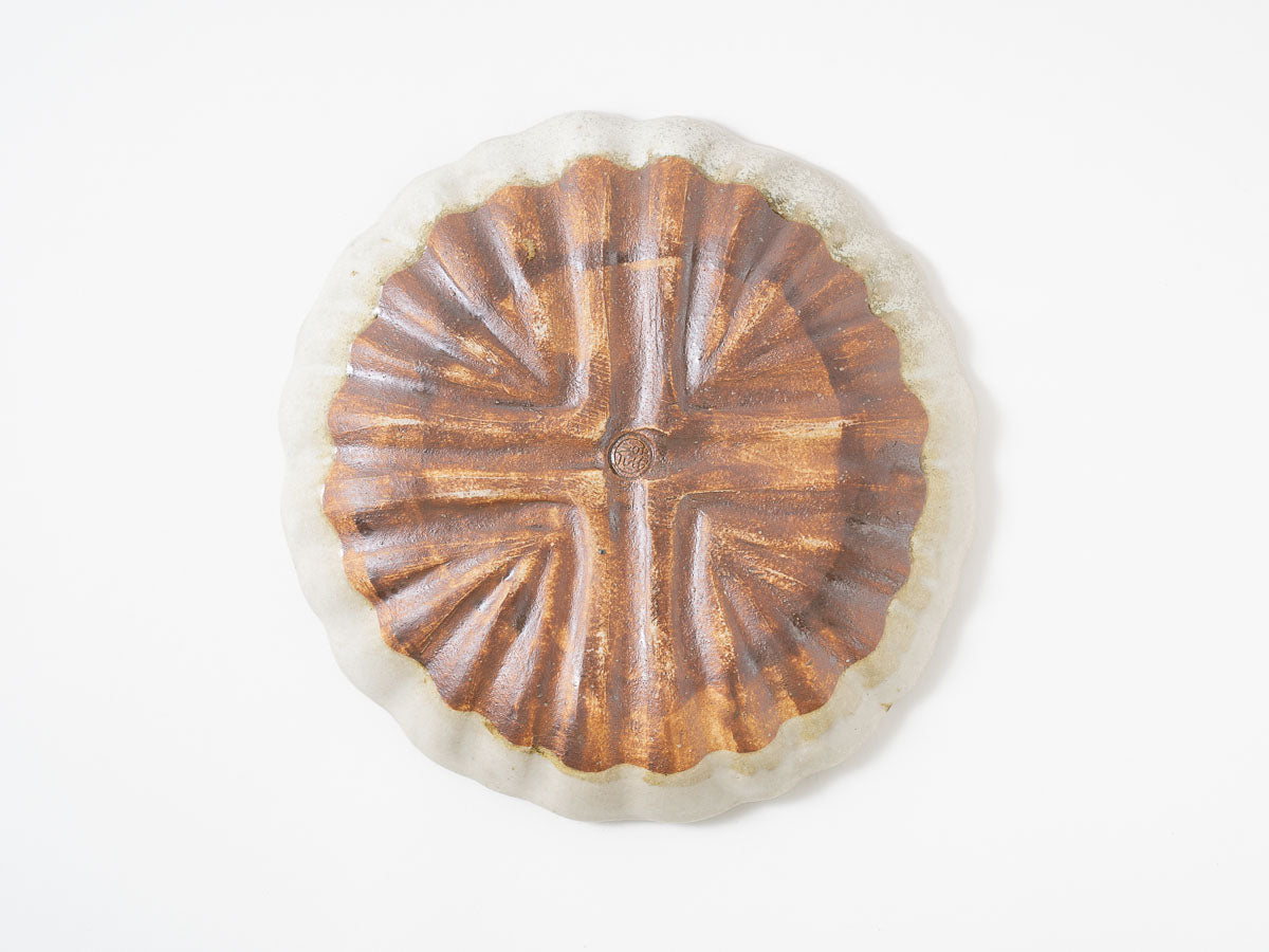 輪花皿 L 白黒【藤原純ex25】