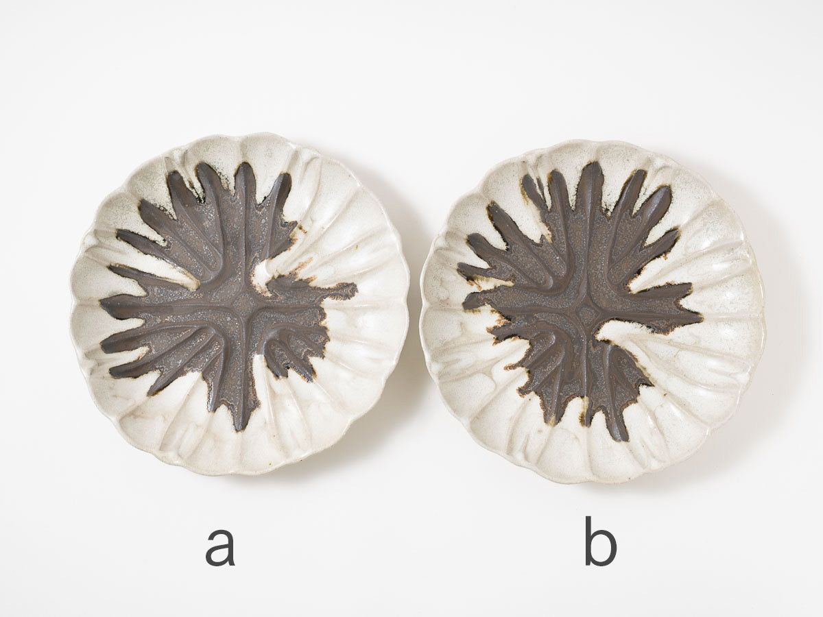 輪花皿 L 白黒【藤原純ex25】