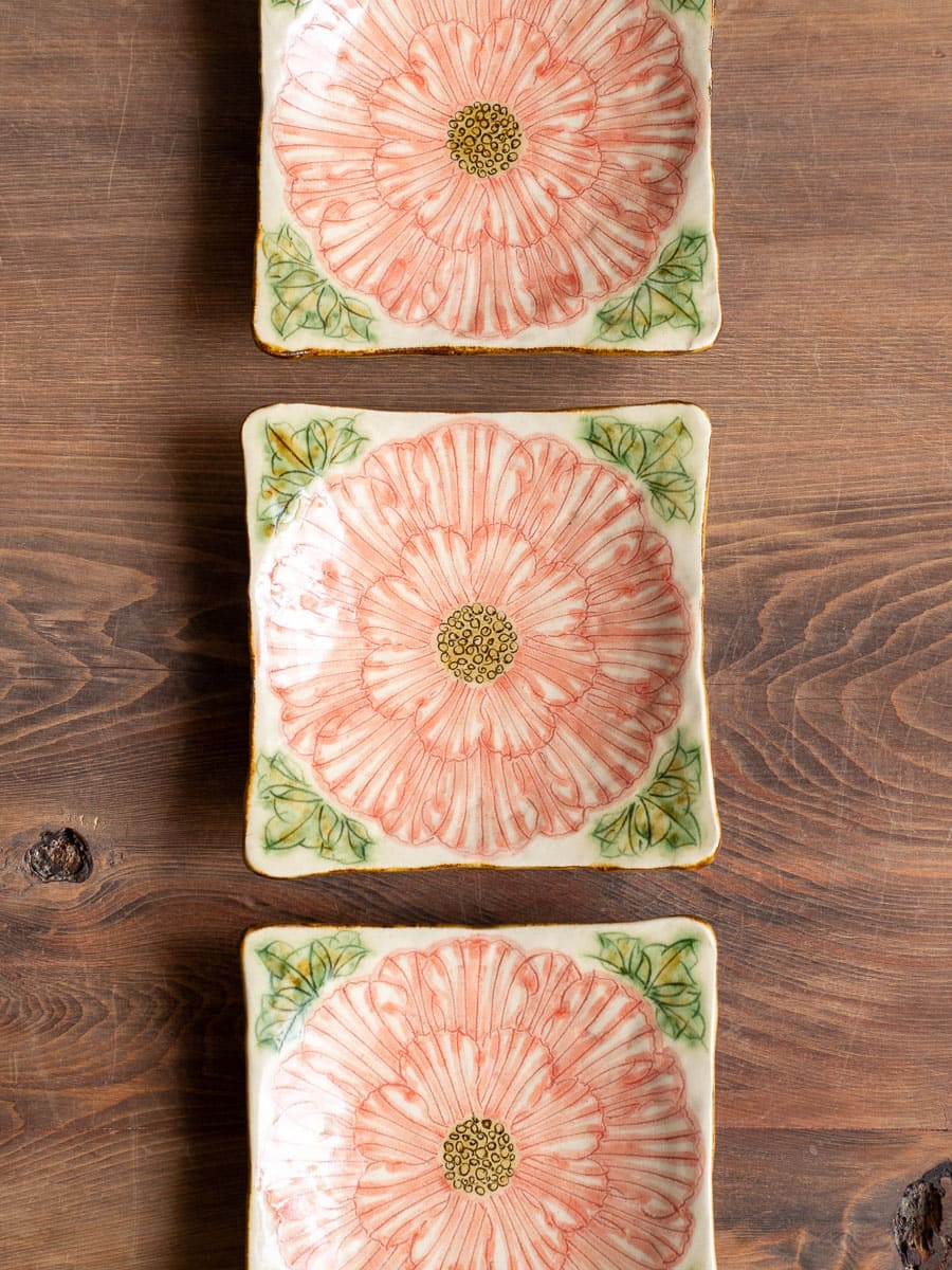 牡丹花角銘々皿【加藤芳平】