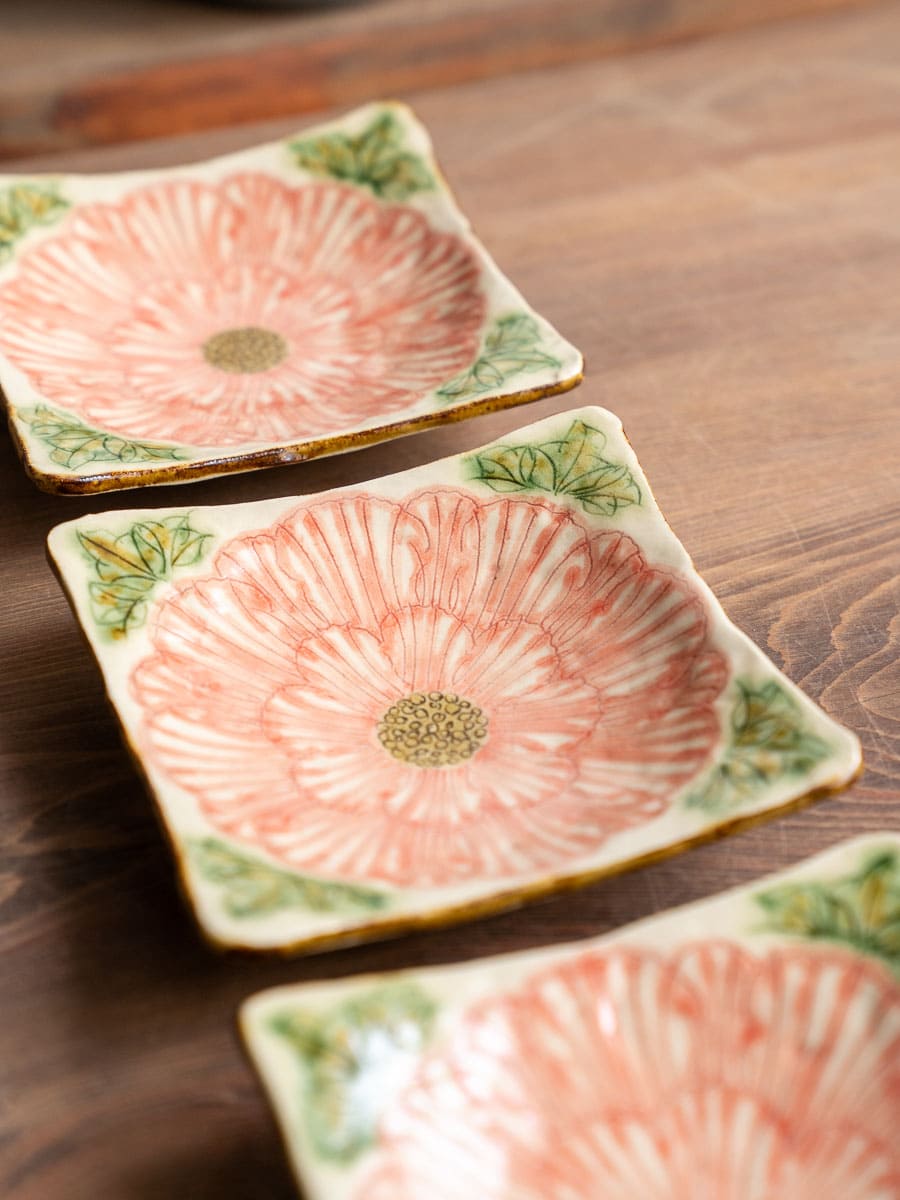 牡丹花角銘々皿【加藤芳平】