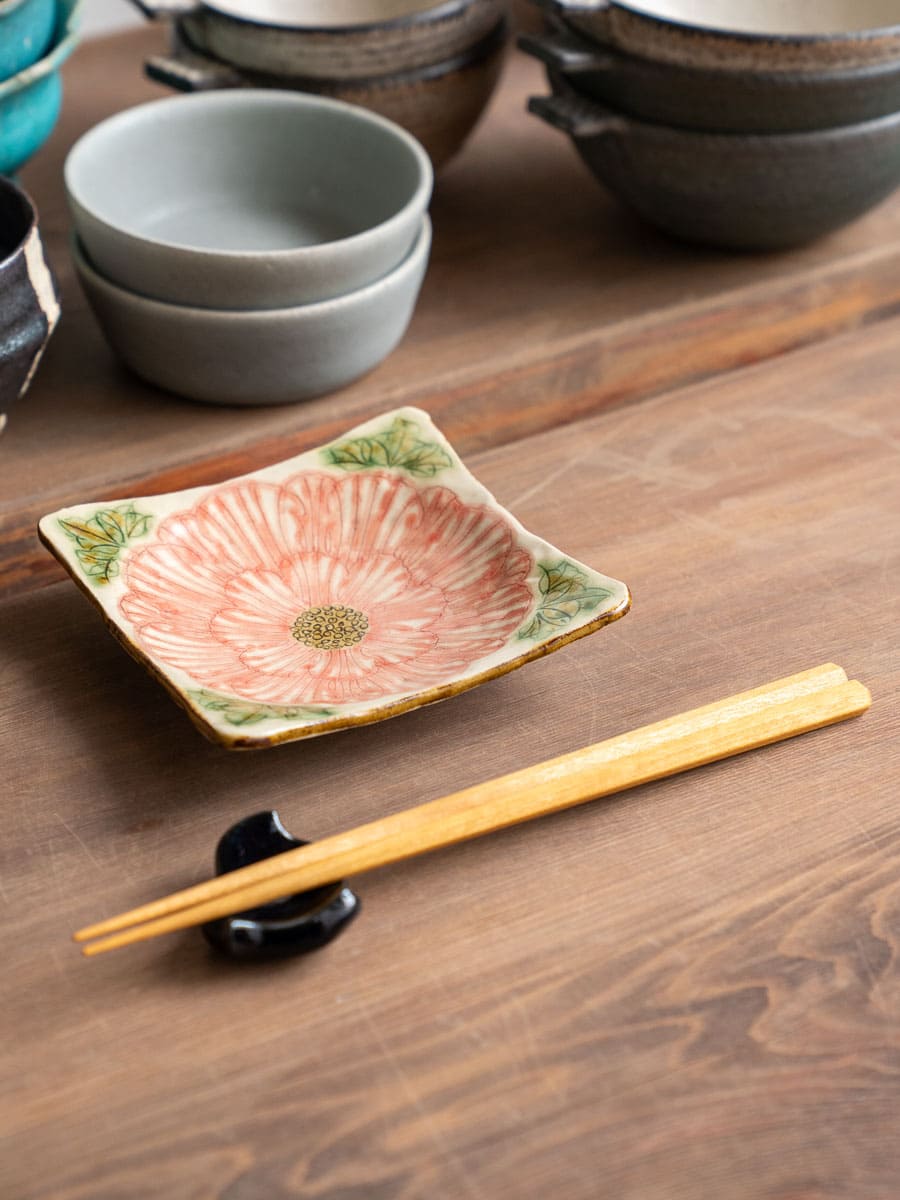 牡丹花角銘々皿【加藤芳平】