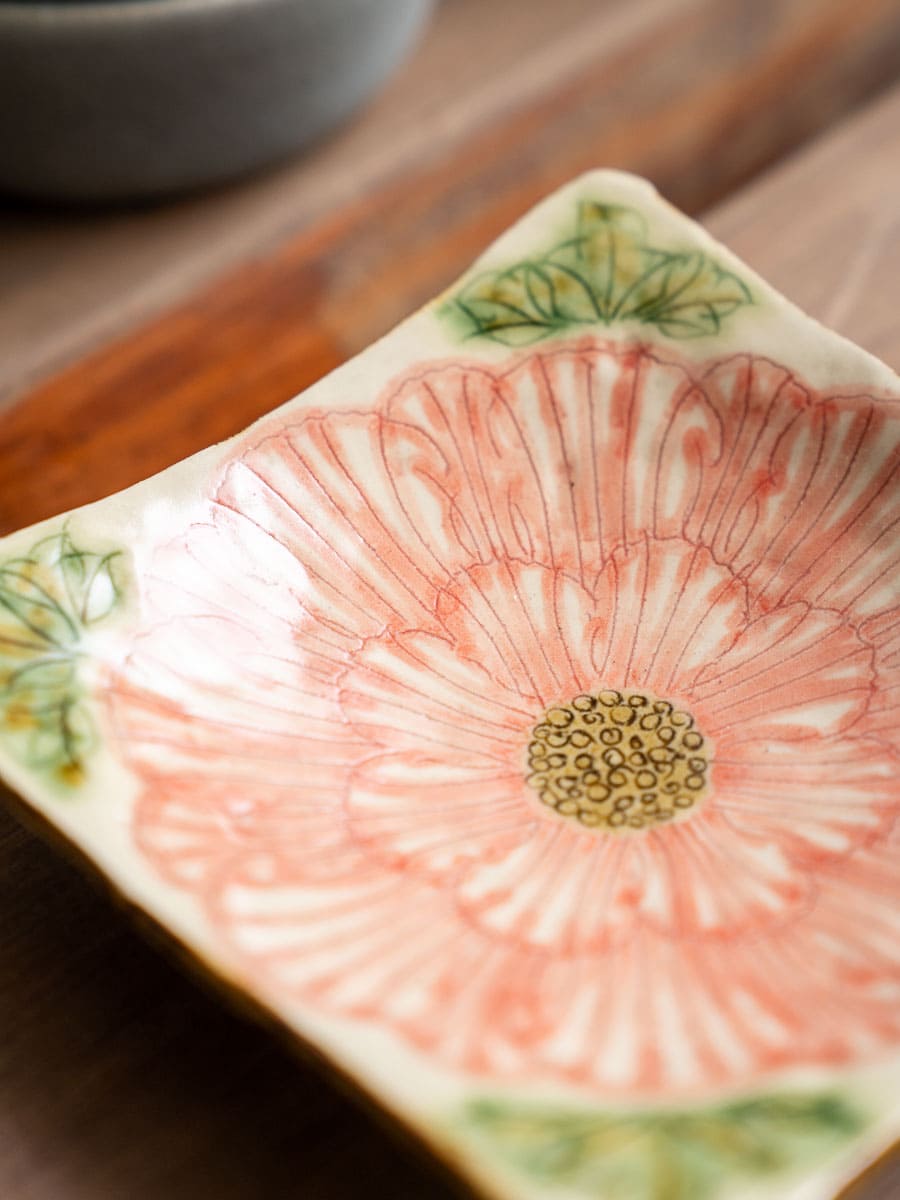 牡丹花角銘々皿【加藤芳平】