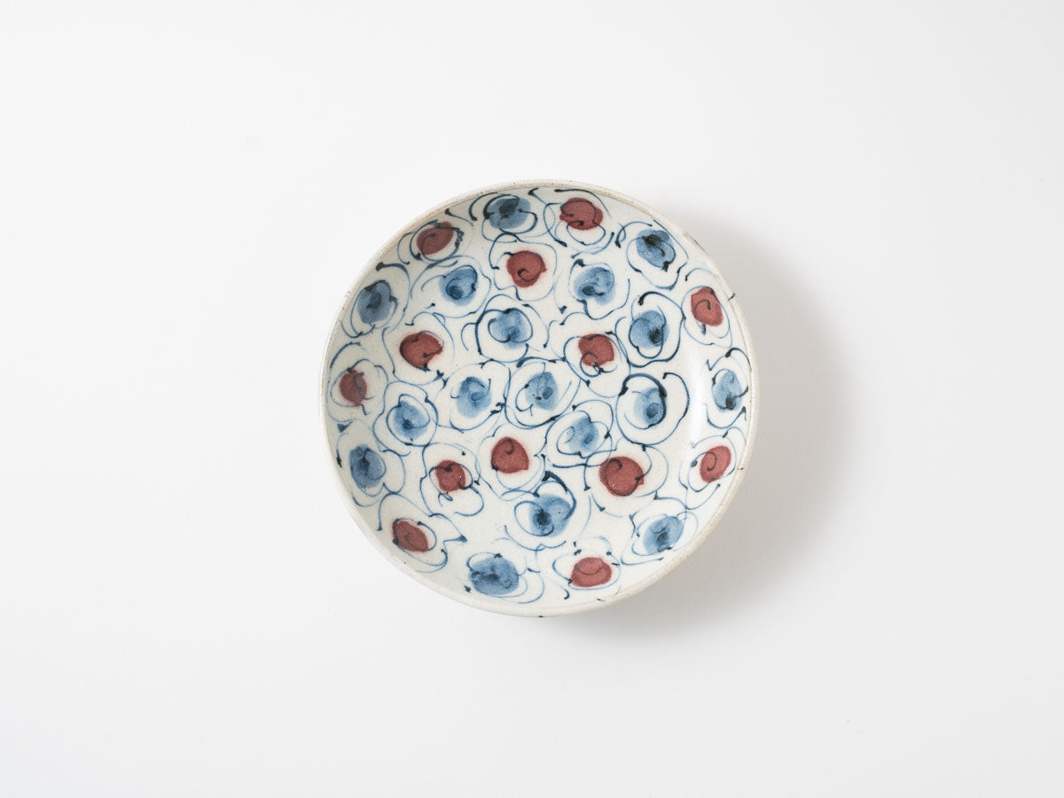 安南マット 花雲 五寸皿 【横田勝郎】