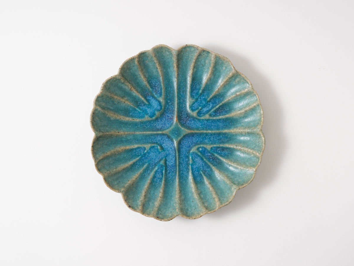 輪花皿 M 青【藤原純】