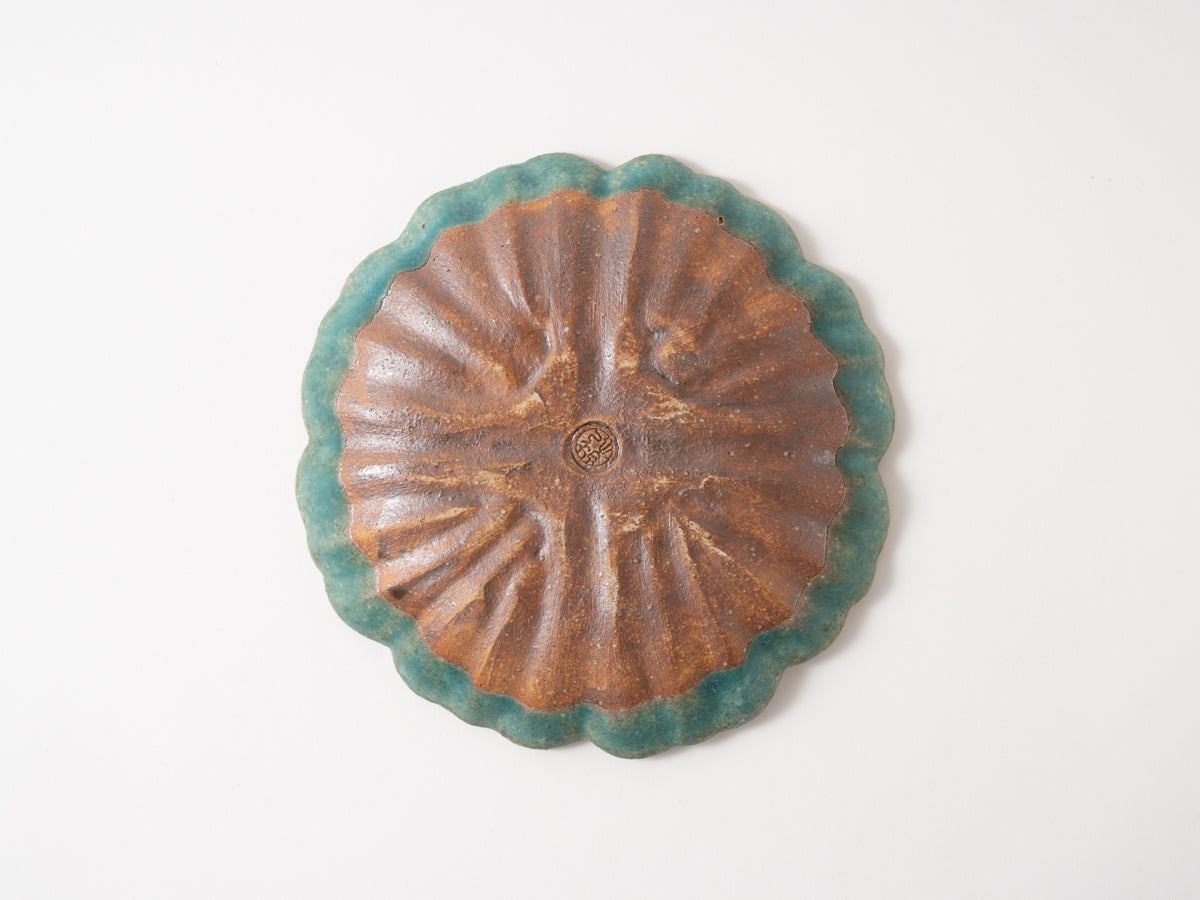 輪花皿 M 青【藤原純】