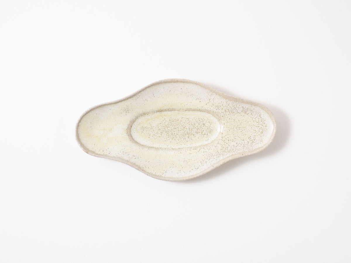 ひしプレート 浅 白抹茶【藤原志鈴香】