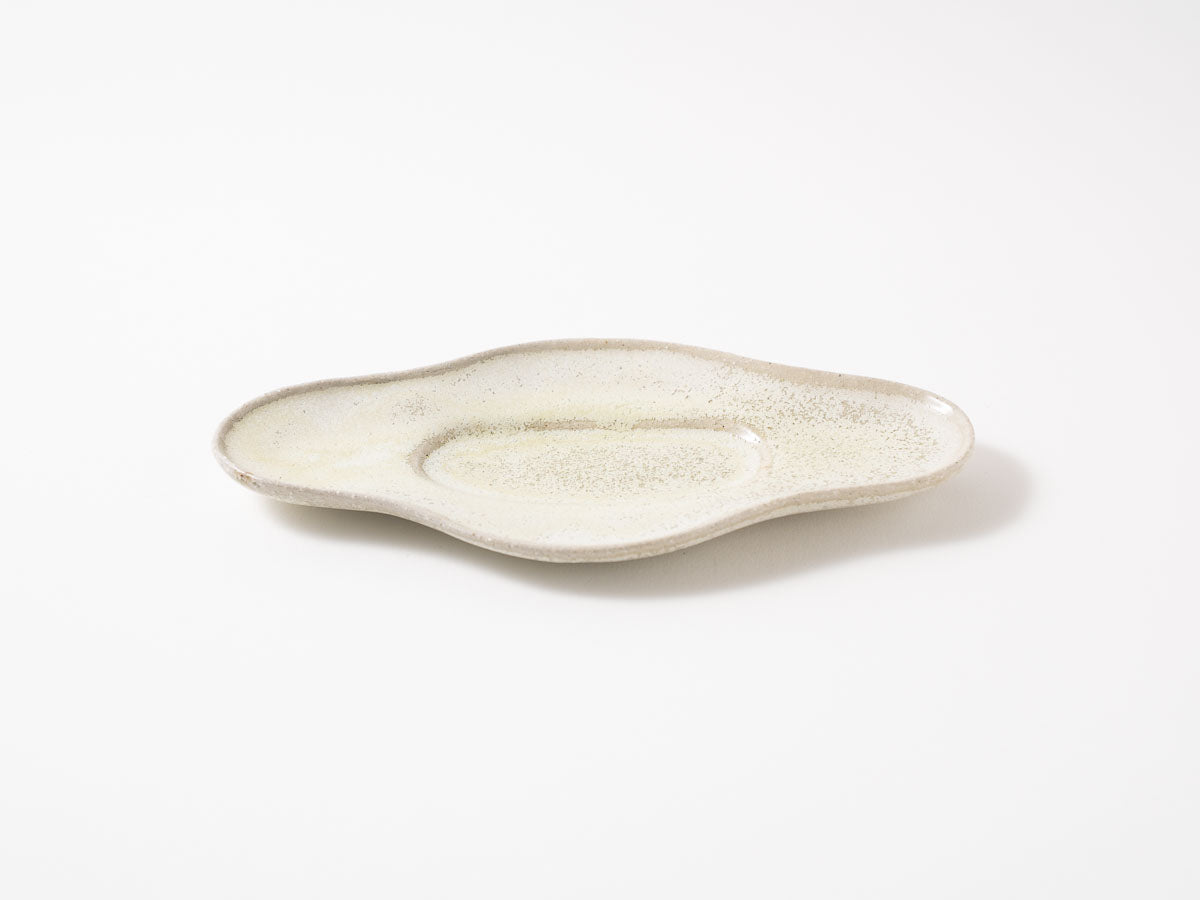 ひしプレート 浅 白抹茶【藤原志鈴香】