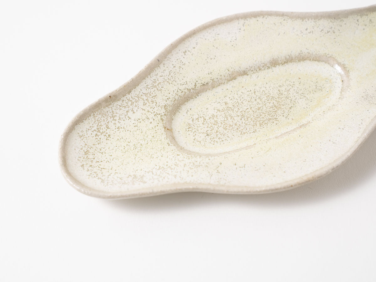 ひしプレート 浅 白抹茶【藤原志鈴香】