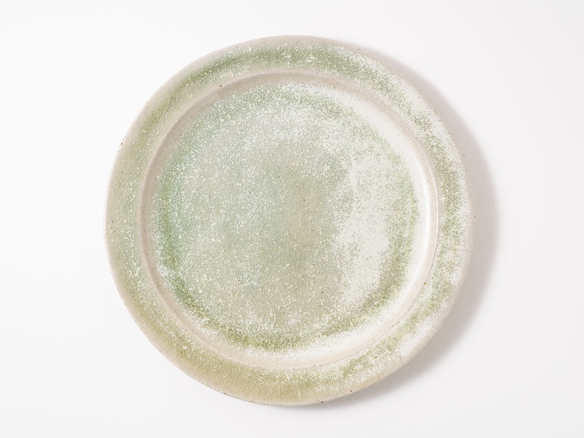 リムプレート 8寸 白抹茶【藤原志鈴香】