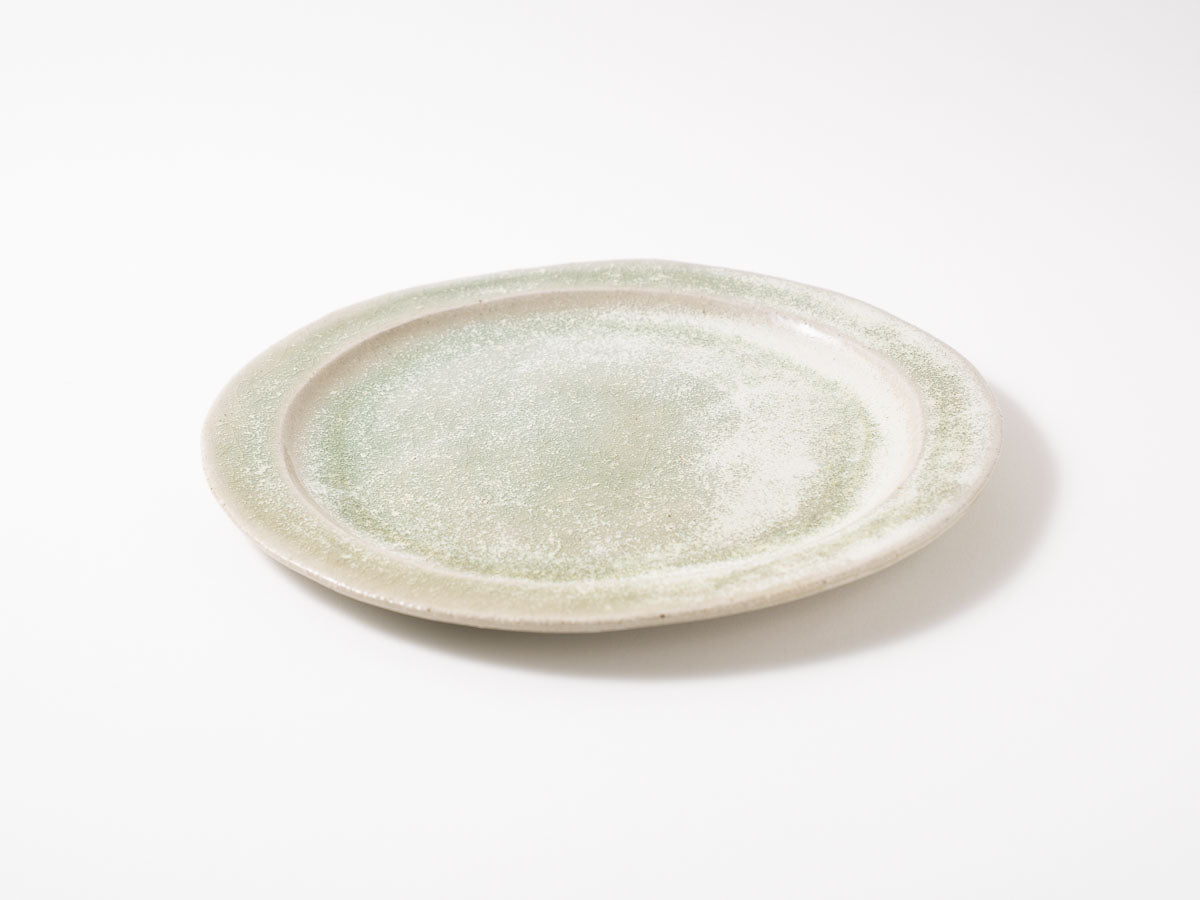 リムプレート 8寸 白抹茶【藤原志鈴香】