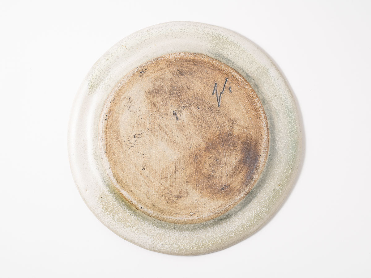 リムプレート 8寸 白抹茶【藤原志鈴香】