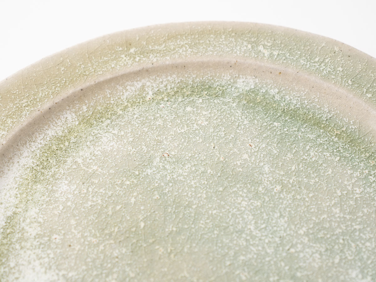 リムプレート 8寸 白抹茶【藤原志鈴香】