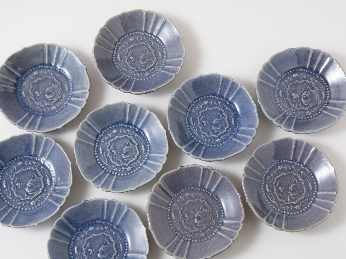 ネコ紋輪花小鉢【山崎瞳】