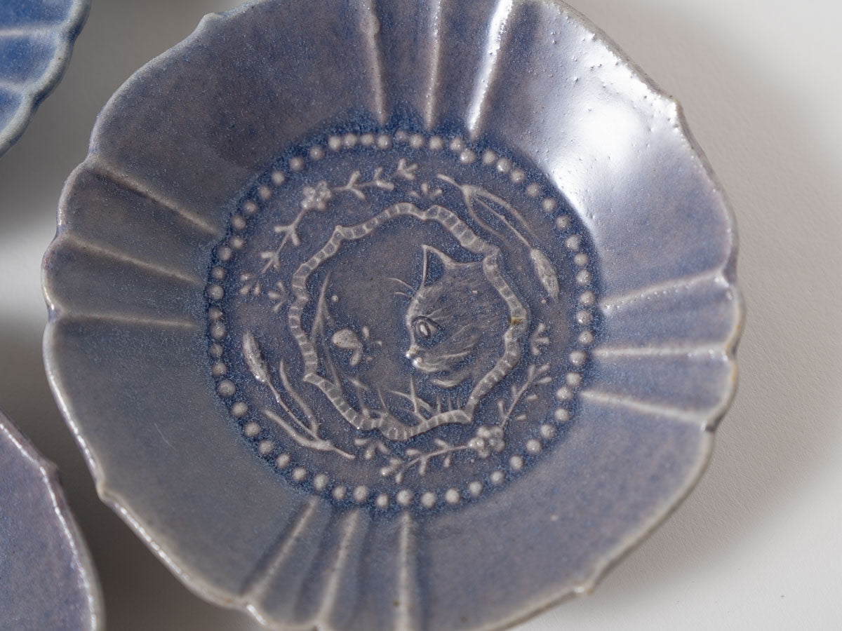 ネコ紋輪花小鉢【山崎瞳】