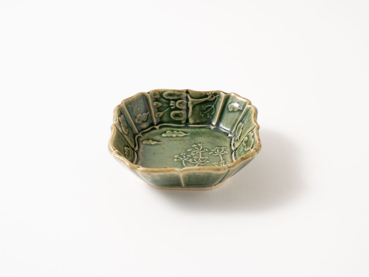 草花紋八角小皿【山崎瞳】