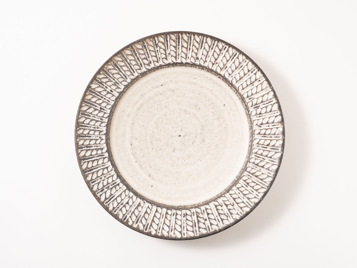 縄目リム平皿 8寸【山本雅則ex25】
