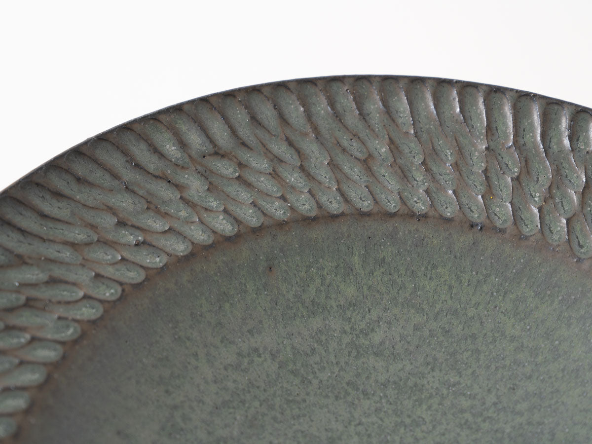 しのぎリム皿 大 緑【山本雅則ex25】