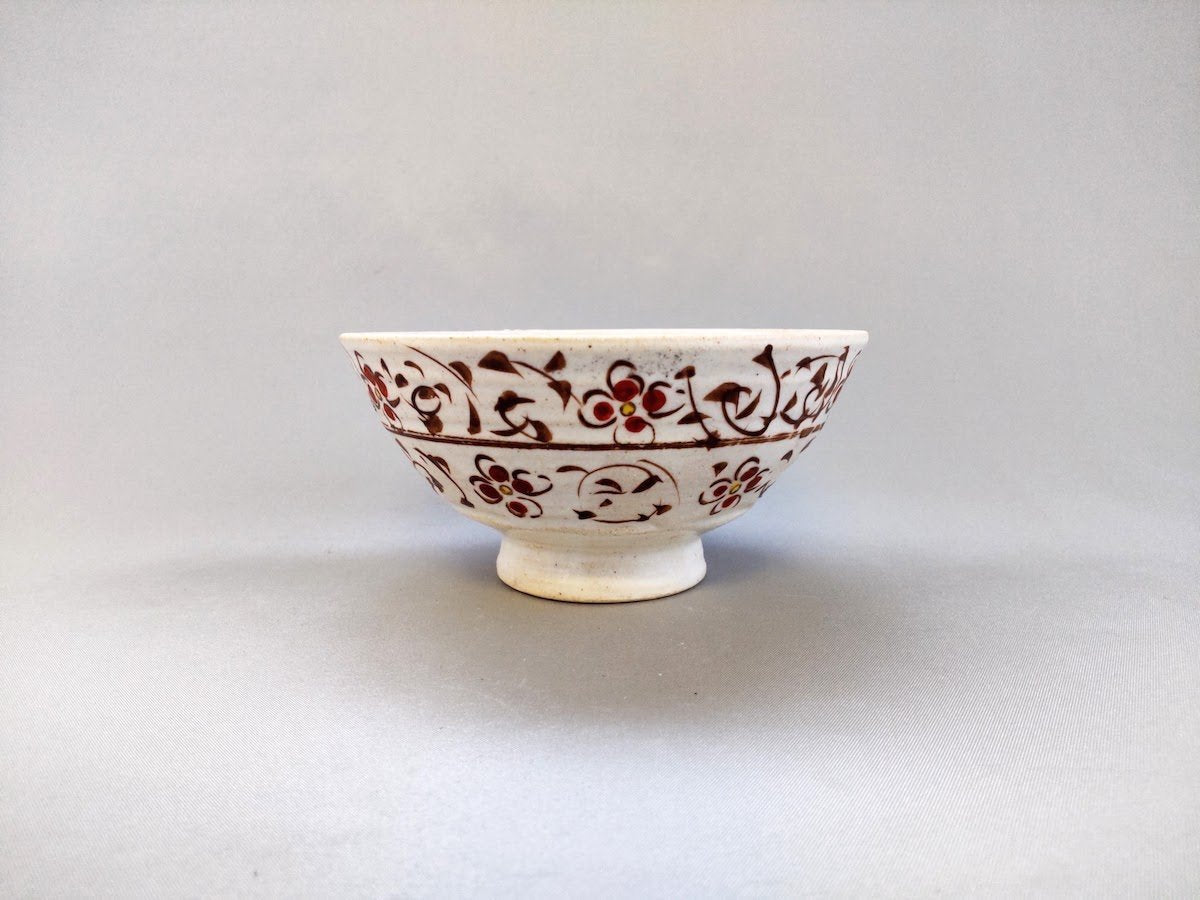 サビ花唐草飯碗 赤【日比野正明】