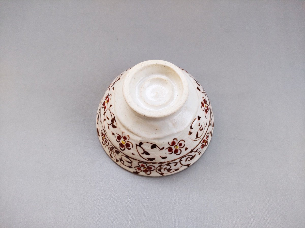 サビ花唐草飯碗 赤【日比野正明】