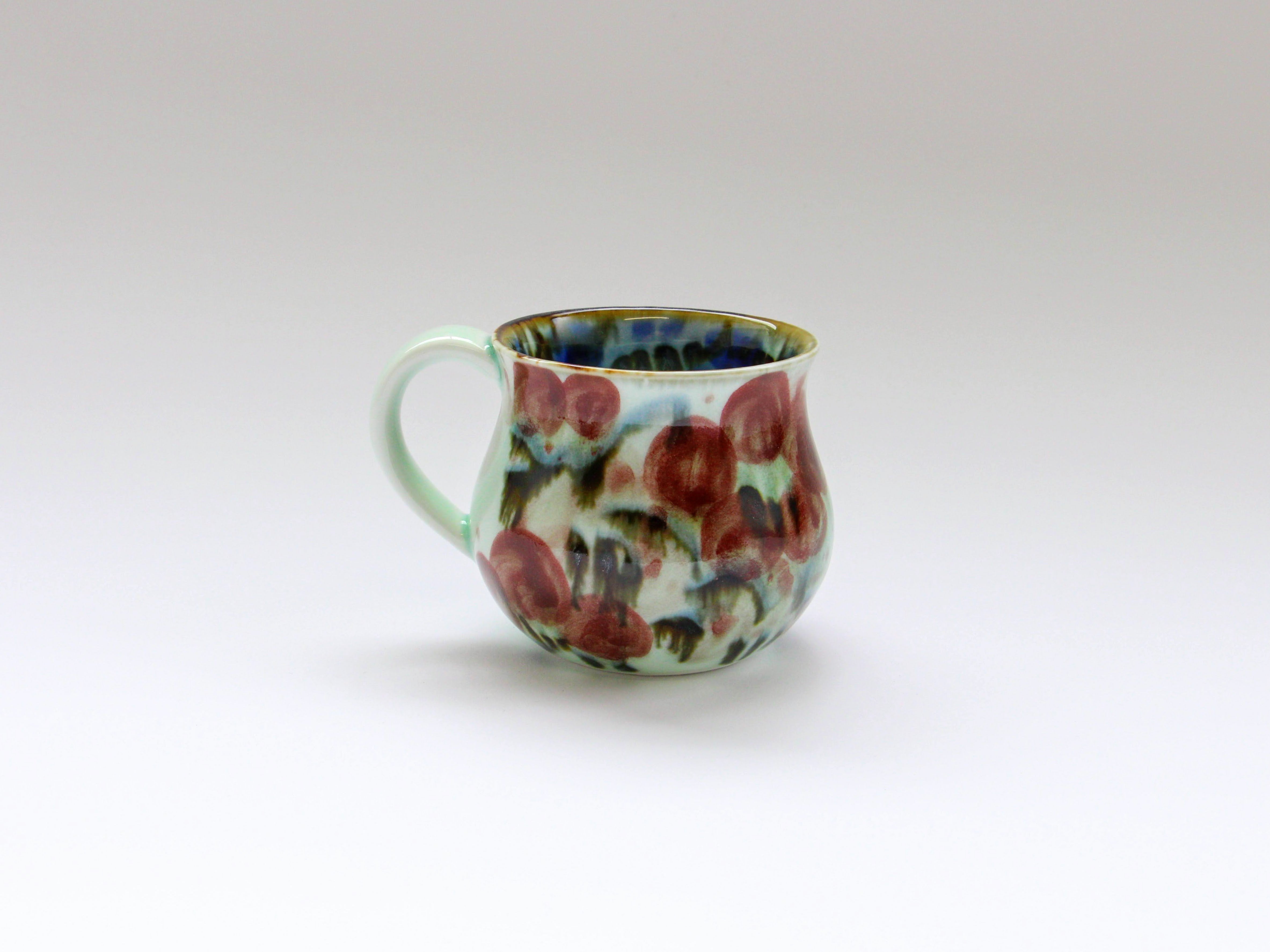 内外花詰反マグ 赤【長十郎窯】