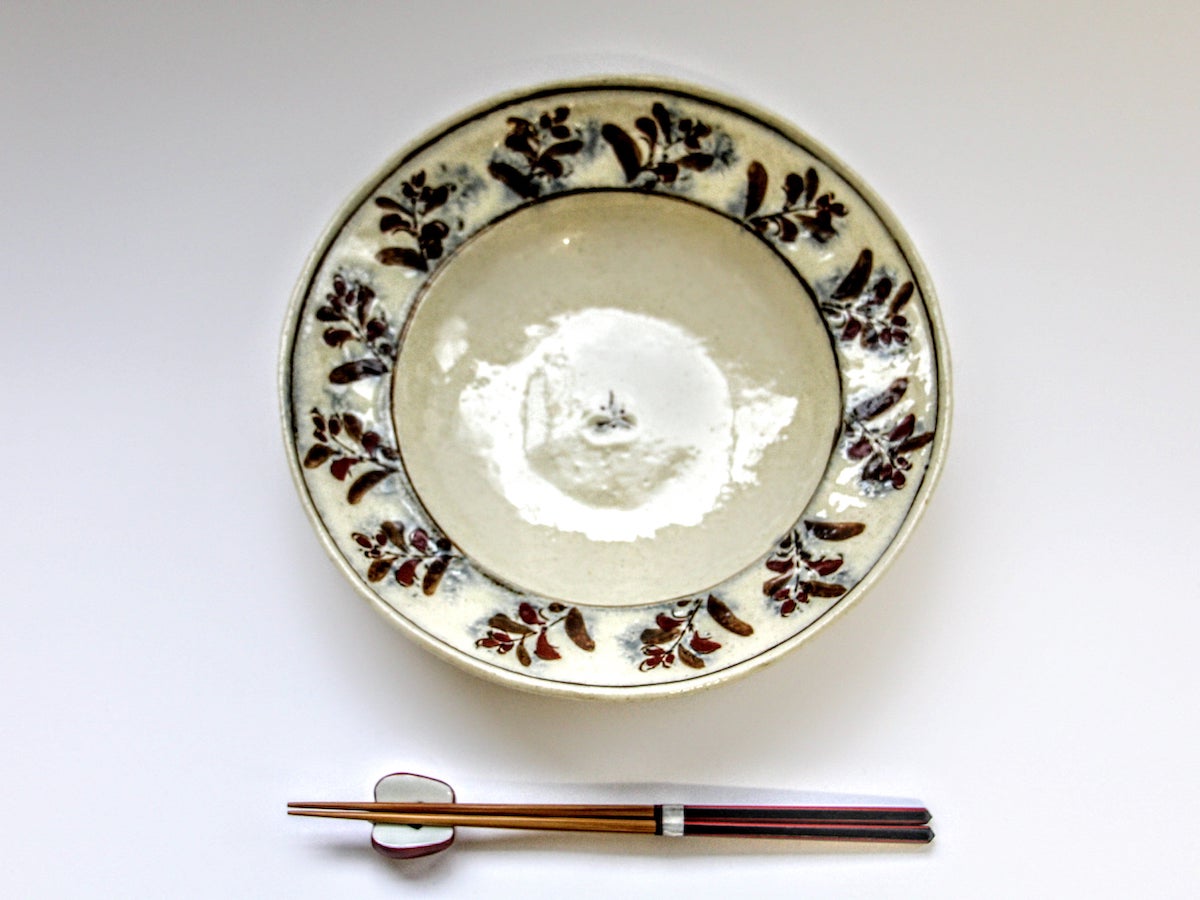 安南赤エスニック7.5寸リム鉢【日比野正明】