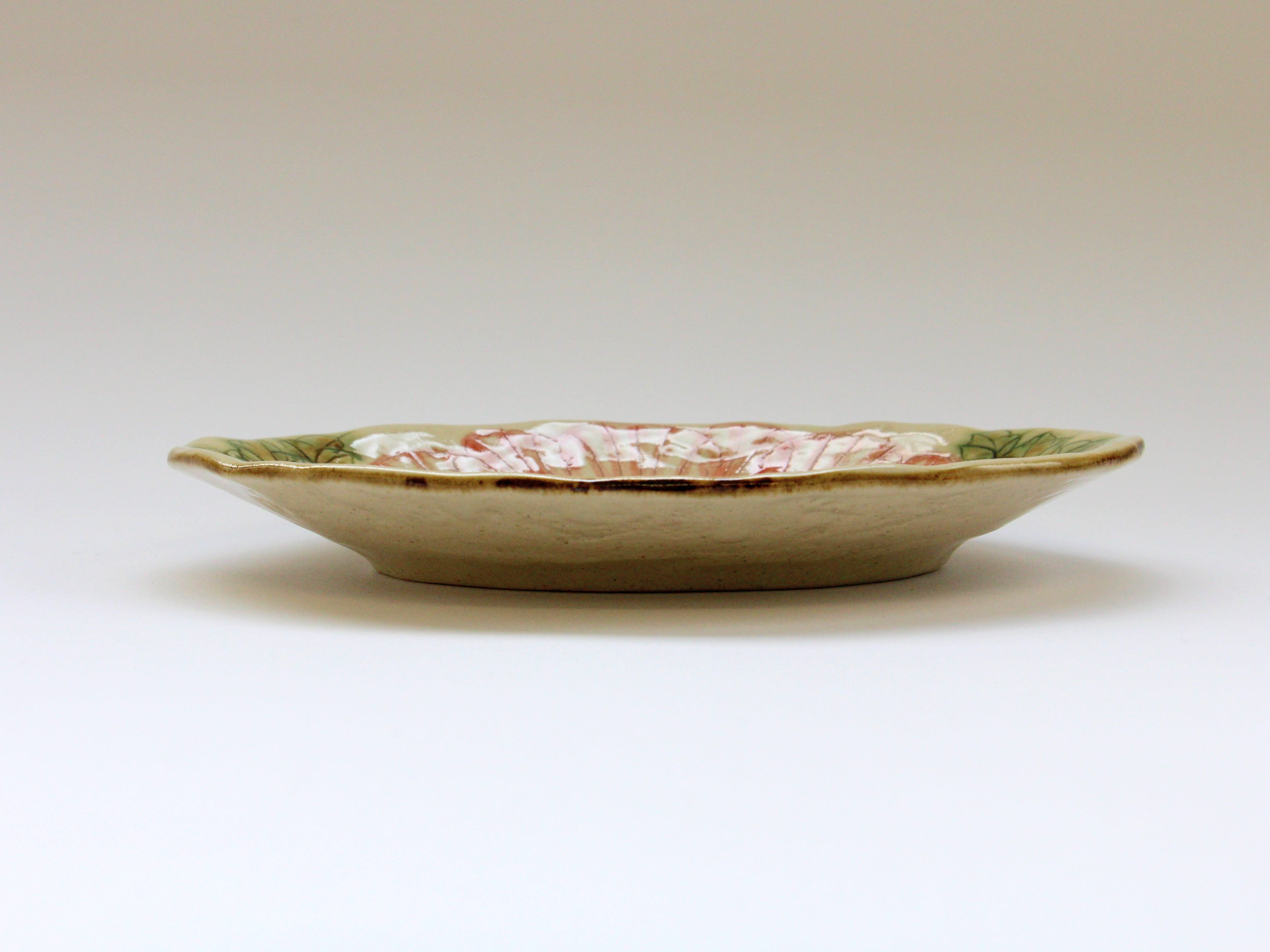 牡丹花楕円皿【加藤芳平】