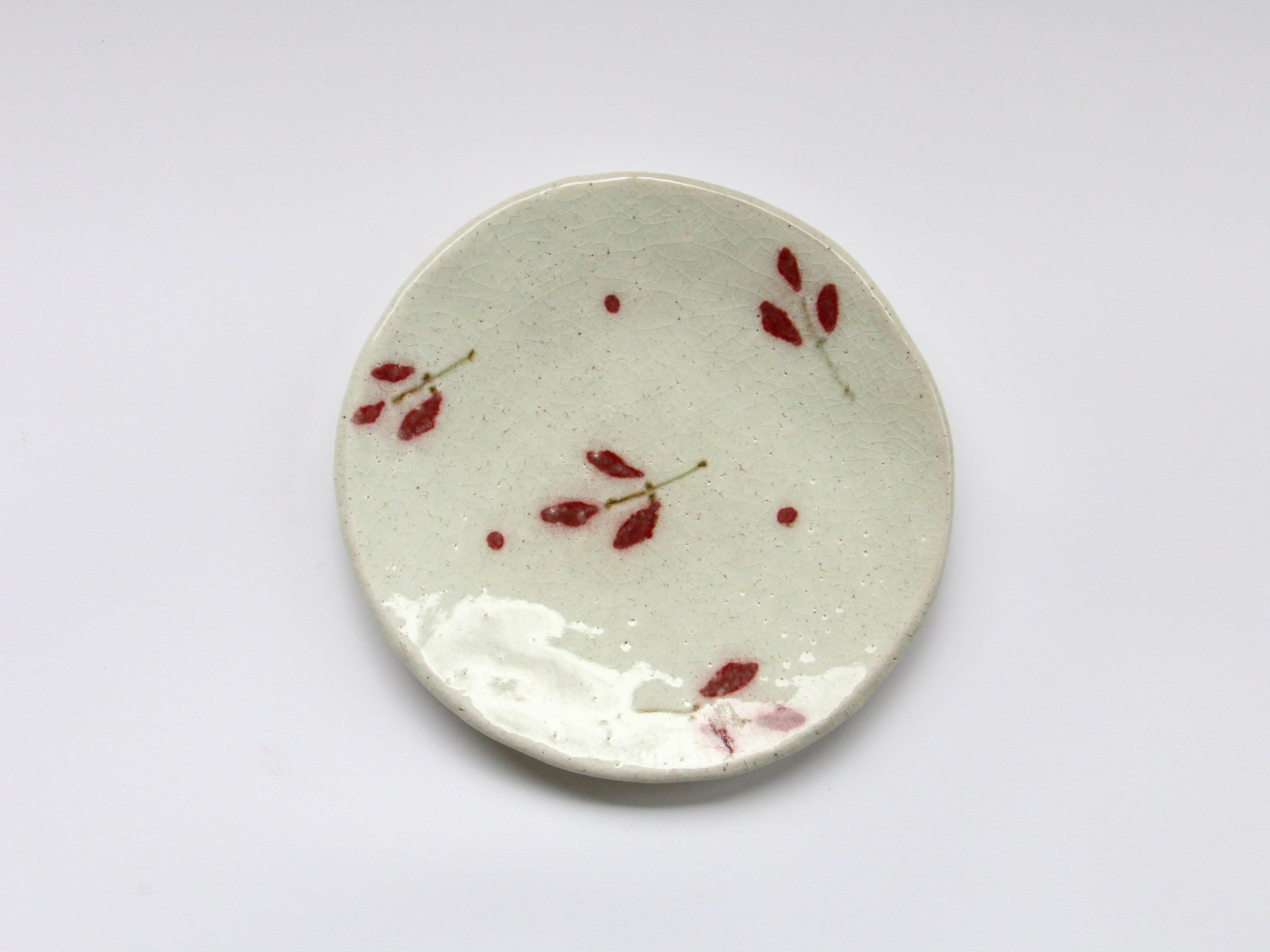 赤葉タタラ5寸皿【巌陶房】