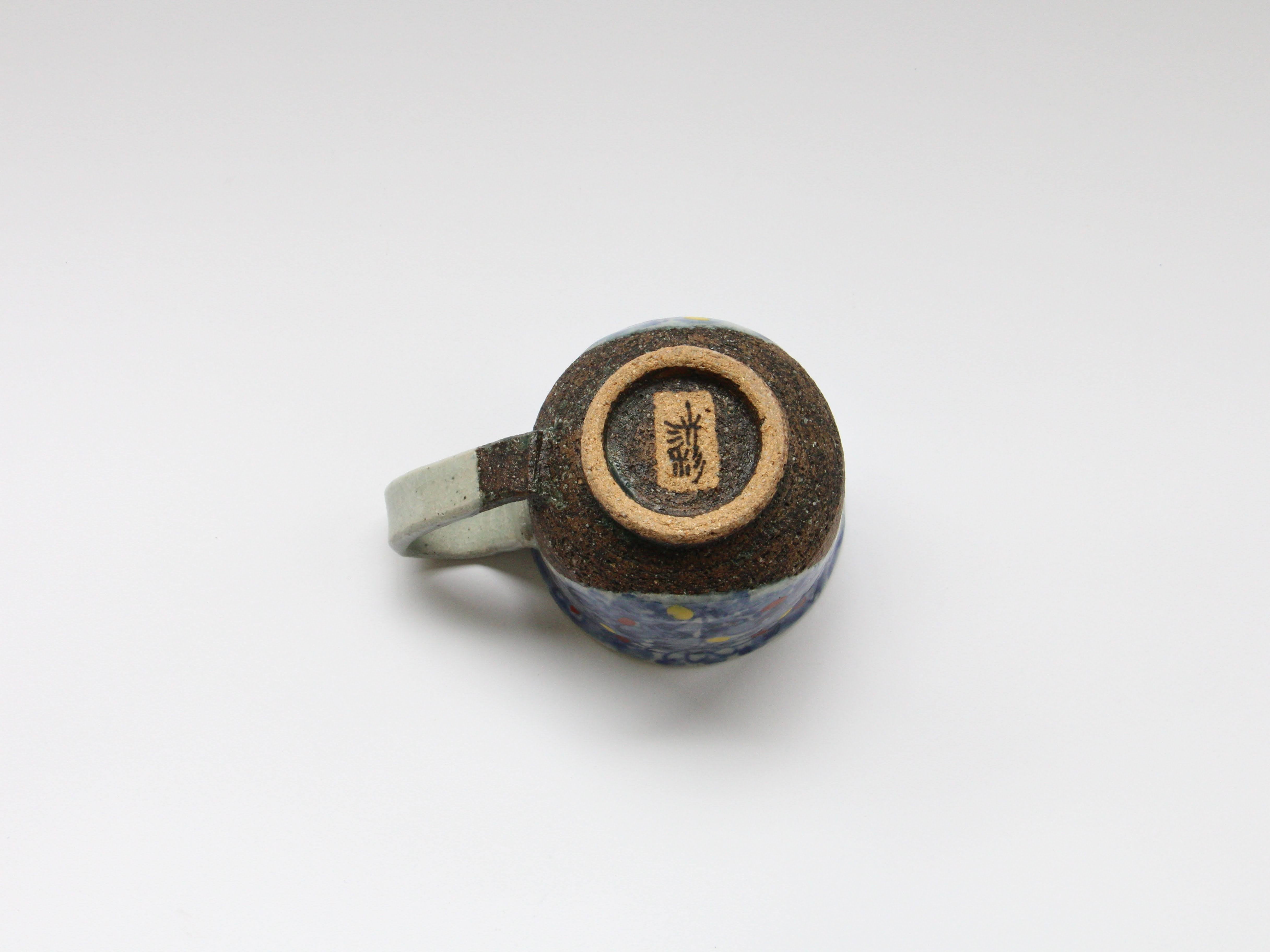 花唐草コーヒーカップ 赤【洸彩窯】