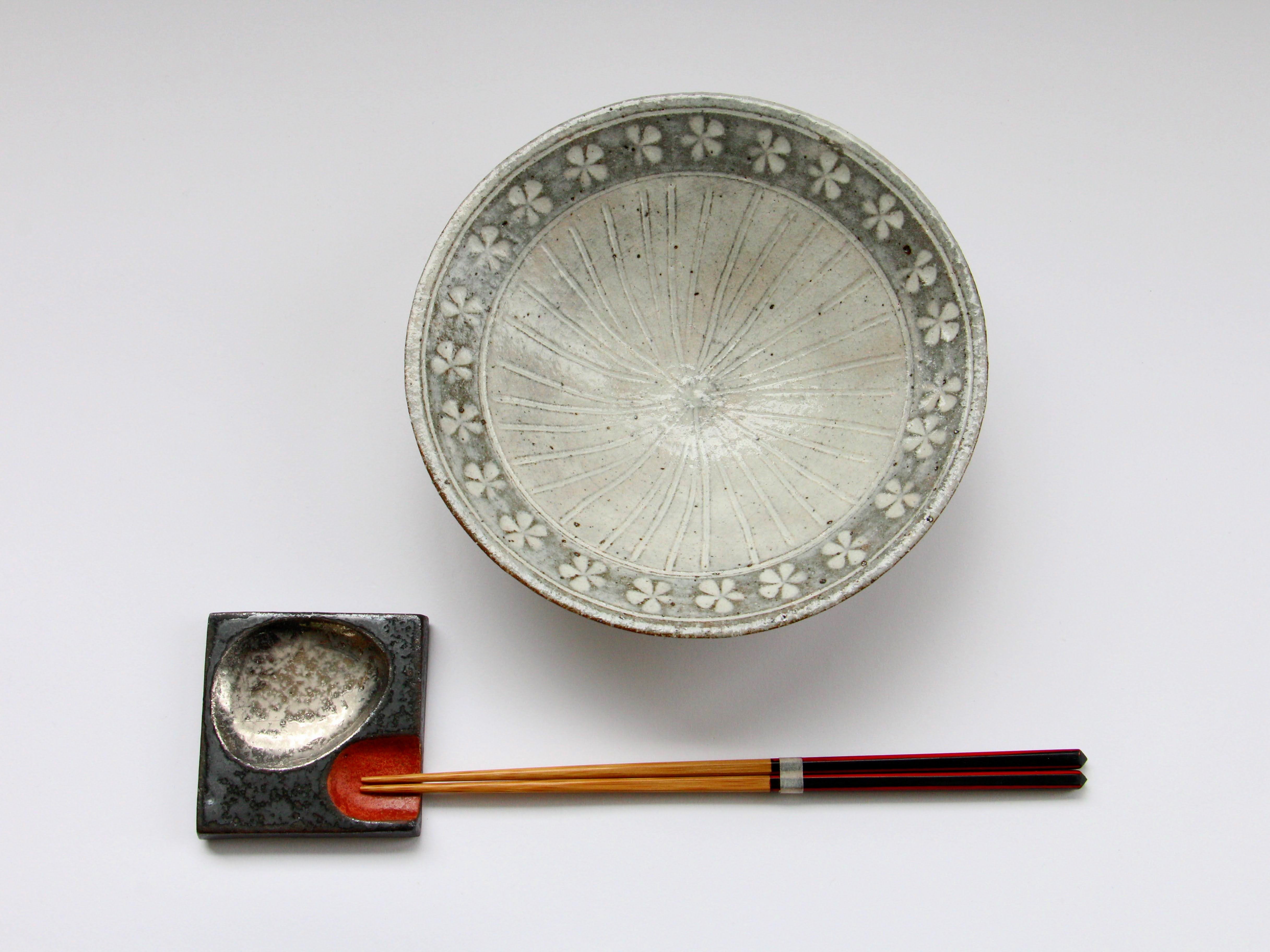 粉引線花紋反5.5寸鉢【兵山窯】