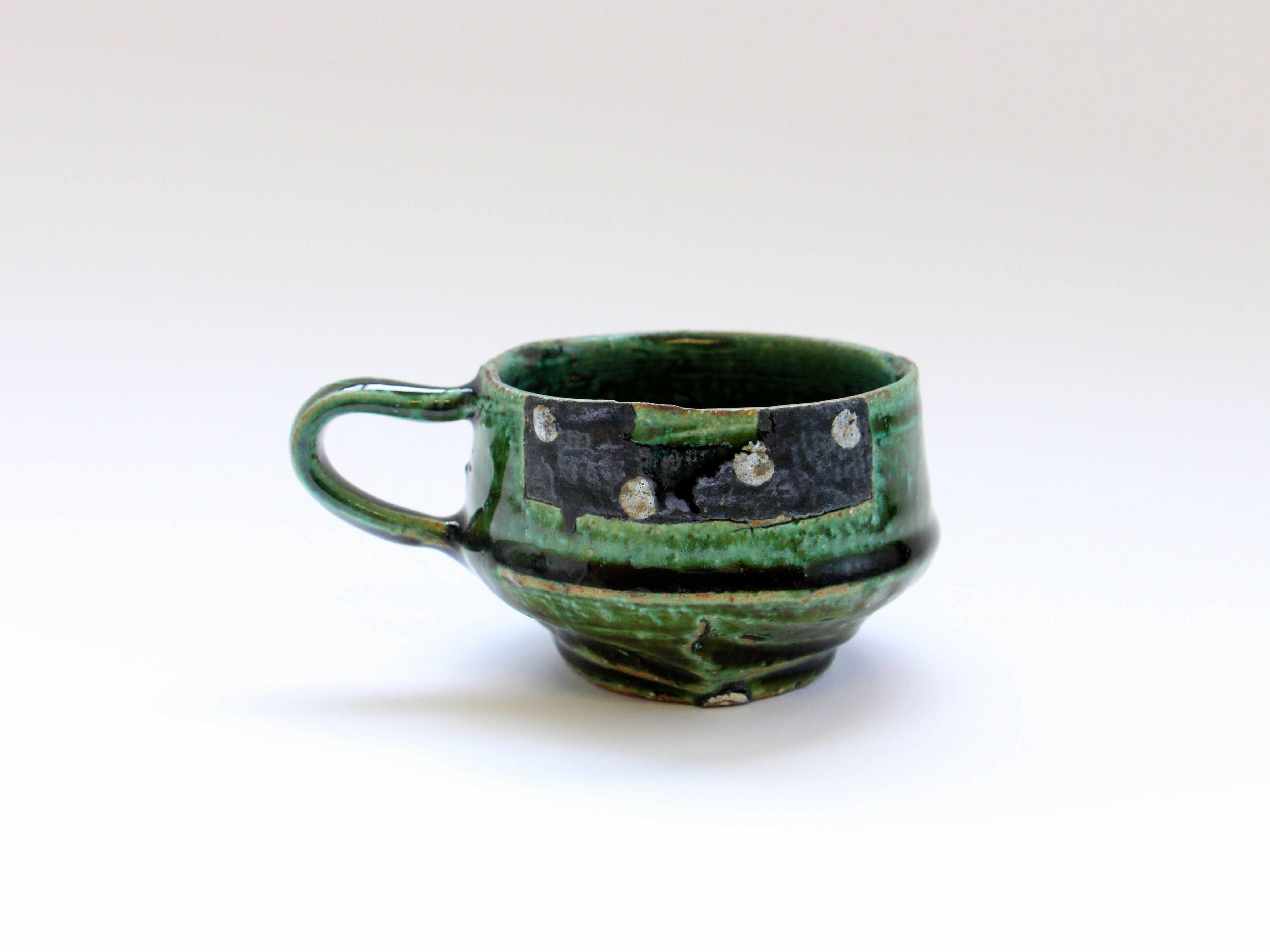 織部黒抜白ドット平マグ【山本一仁】