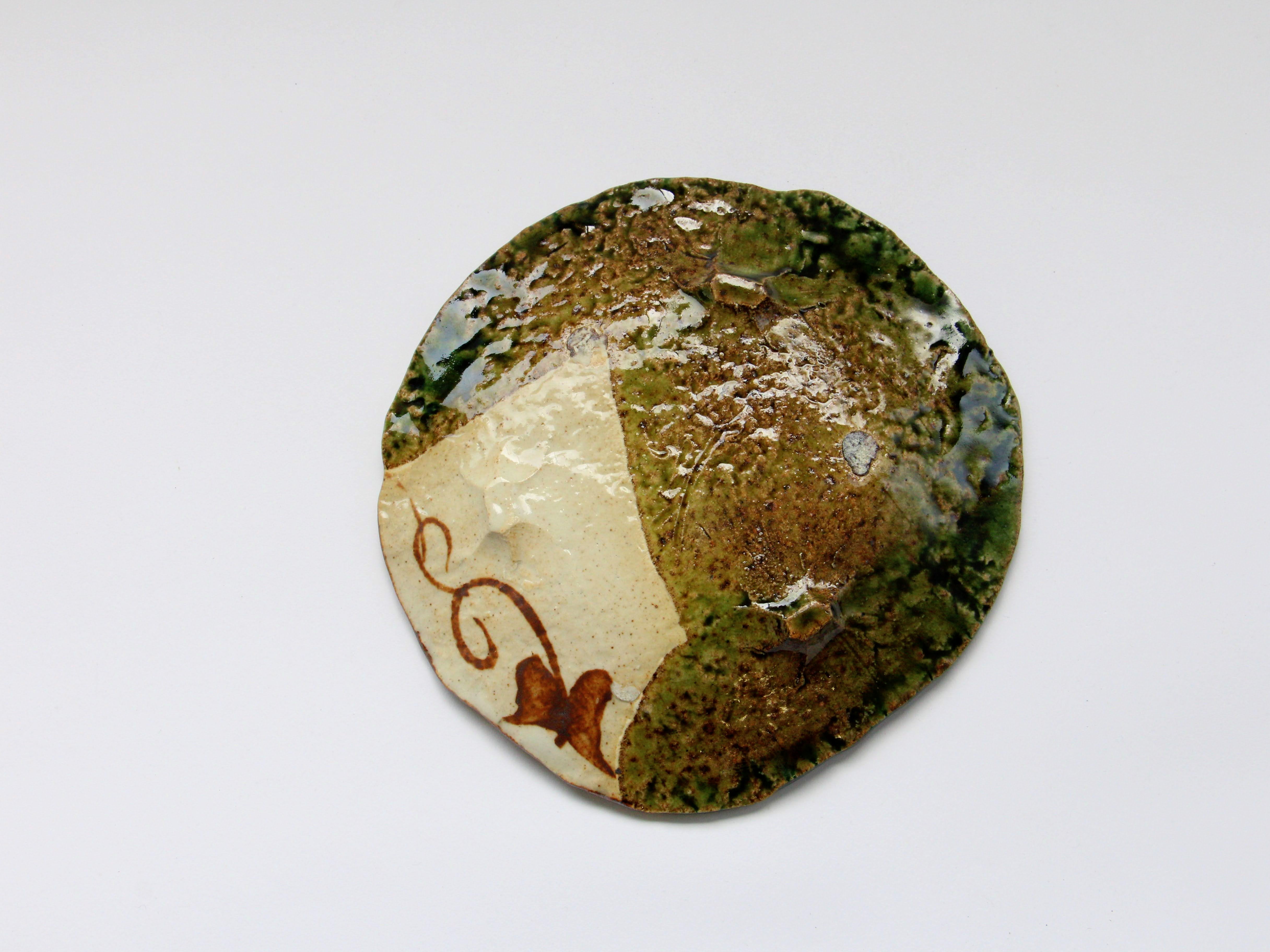 織部点格子5.5寸丸皿【君波延昌】