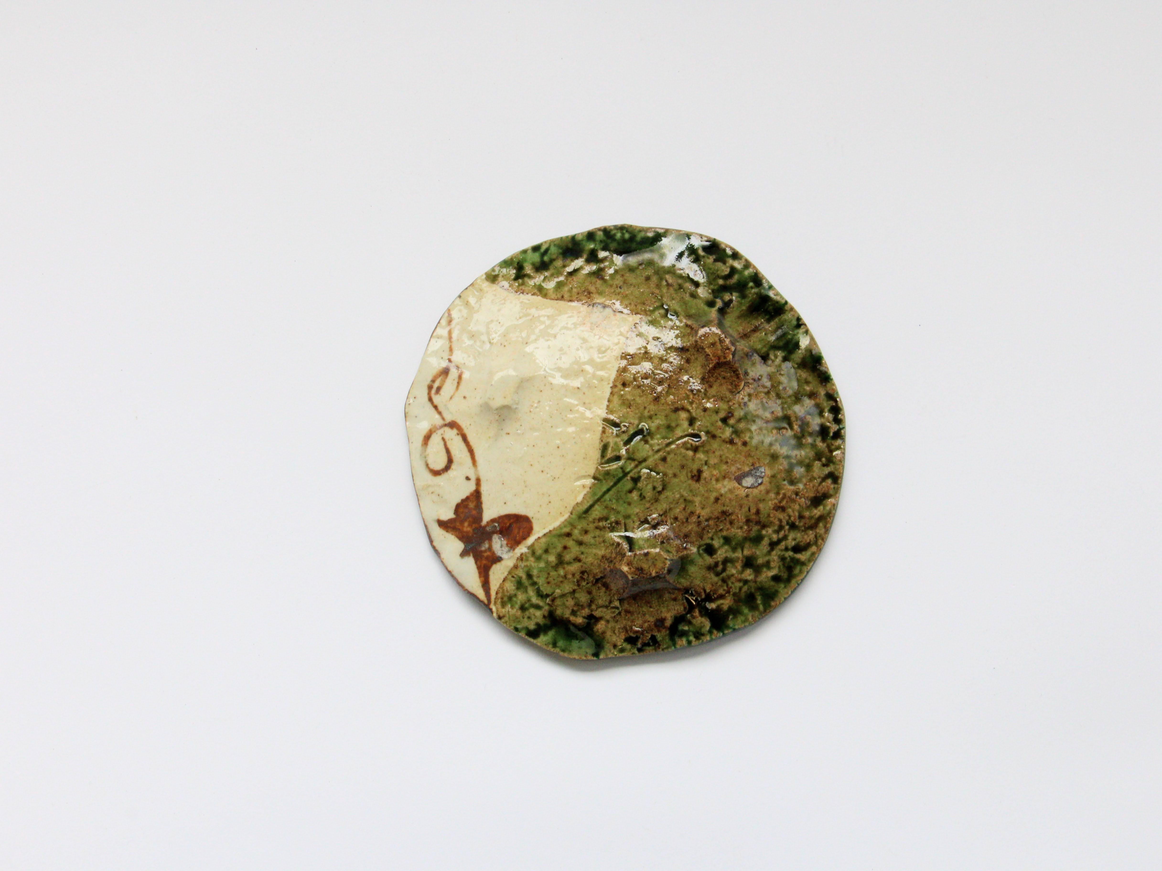 織部点格子4寸丸小皿【君波延昌】