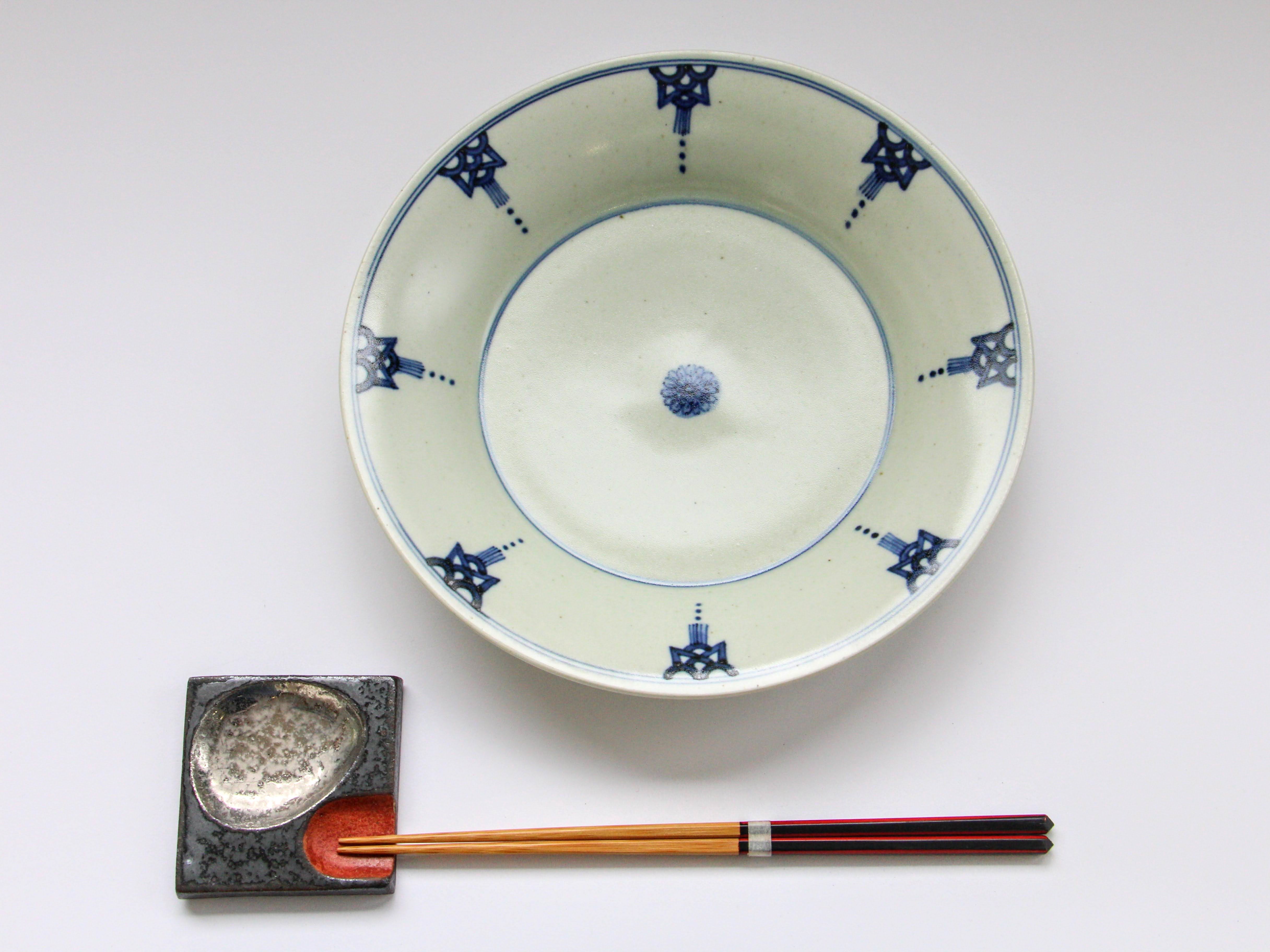 古染瓔珞紋7寸皿【陶房青】