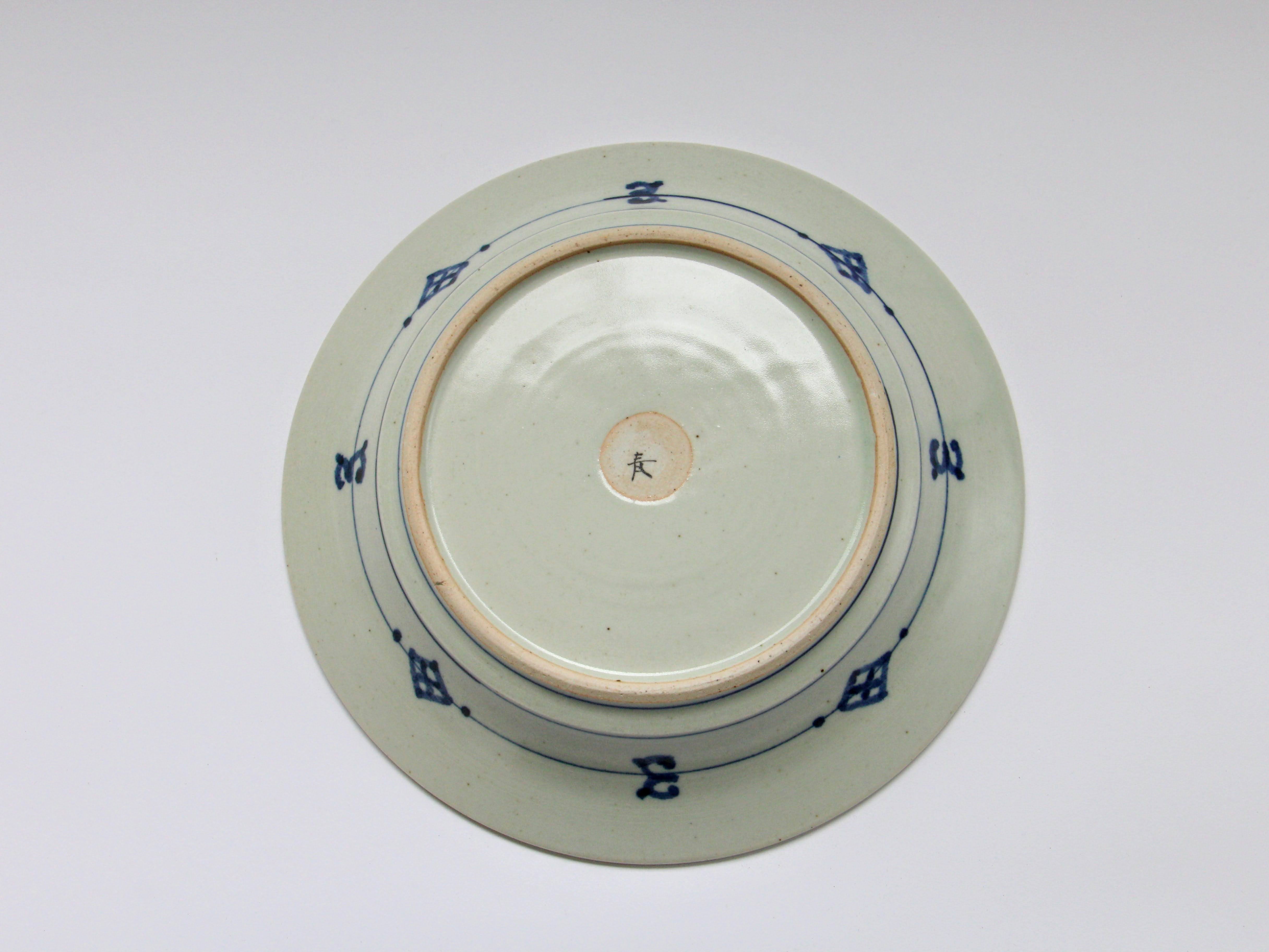 古染菱草紋7寸皿【陶房青】