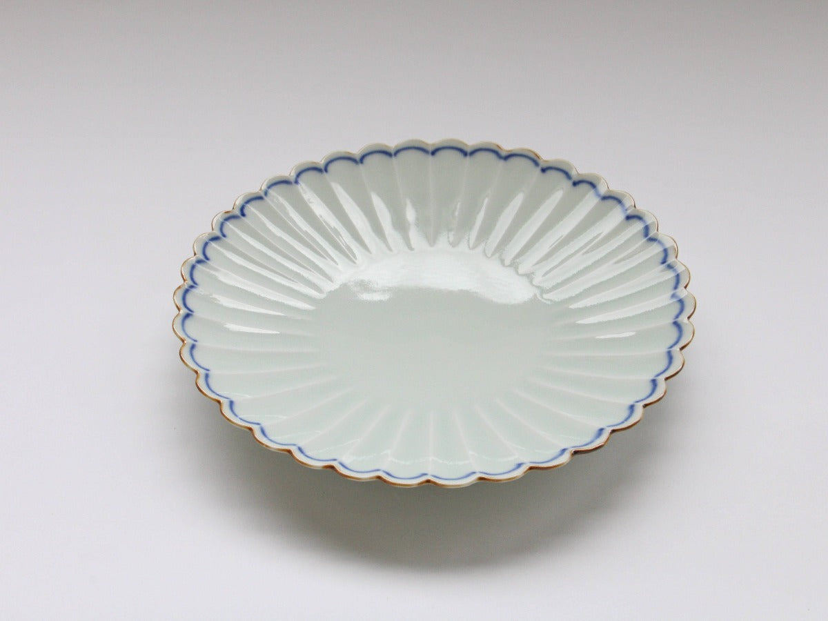 渕サビゴス線18cm菊型皿【梶謙製磁】