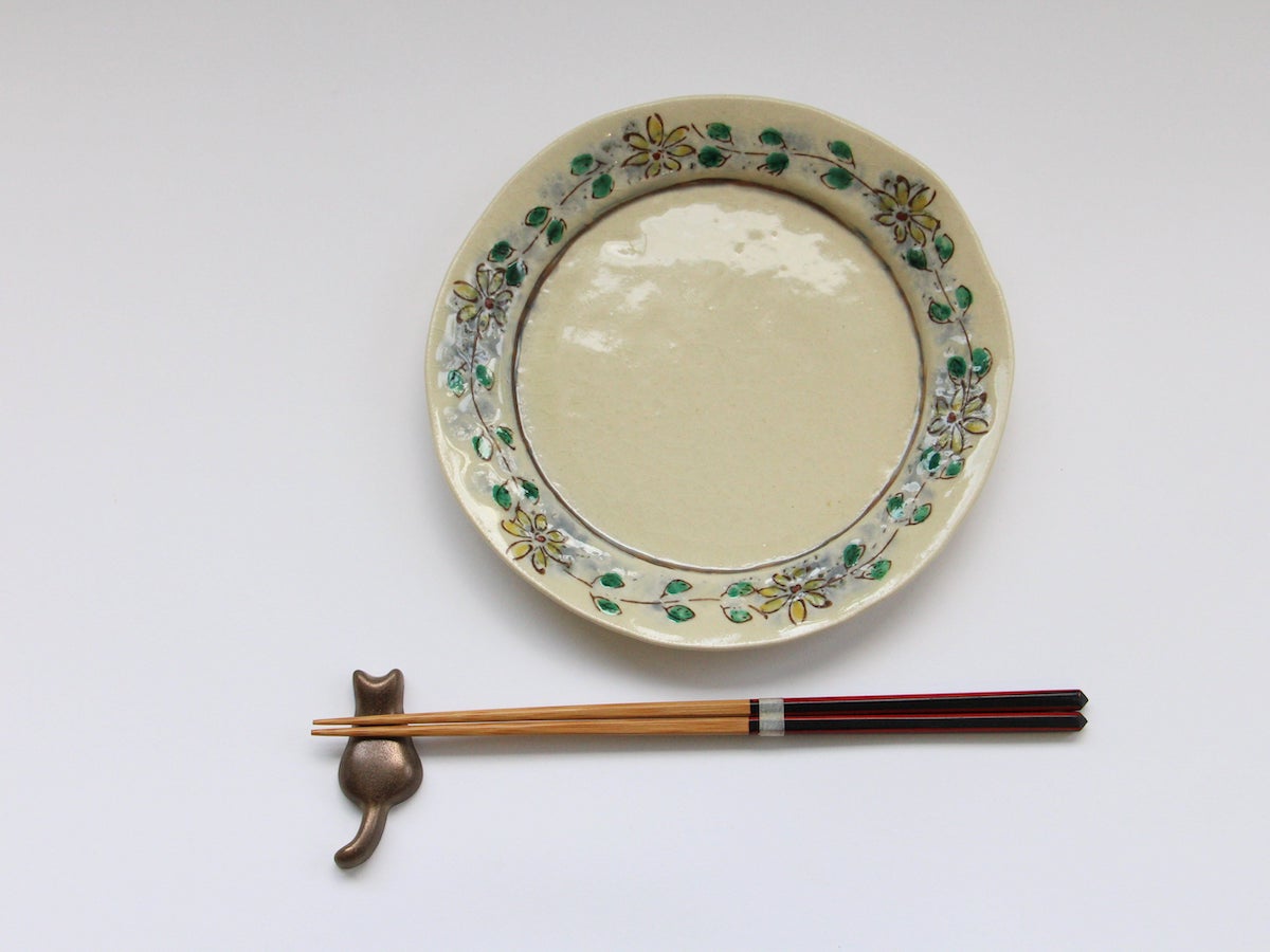 安南渕黄花つなぎ6寸平皿【日比野正明】