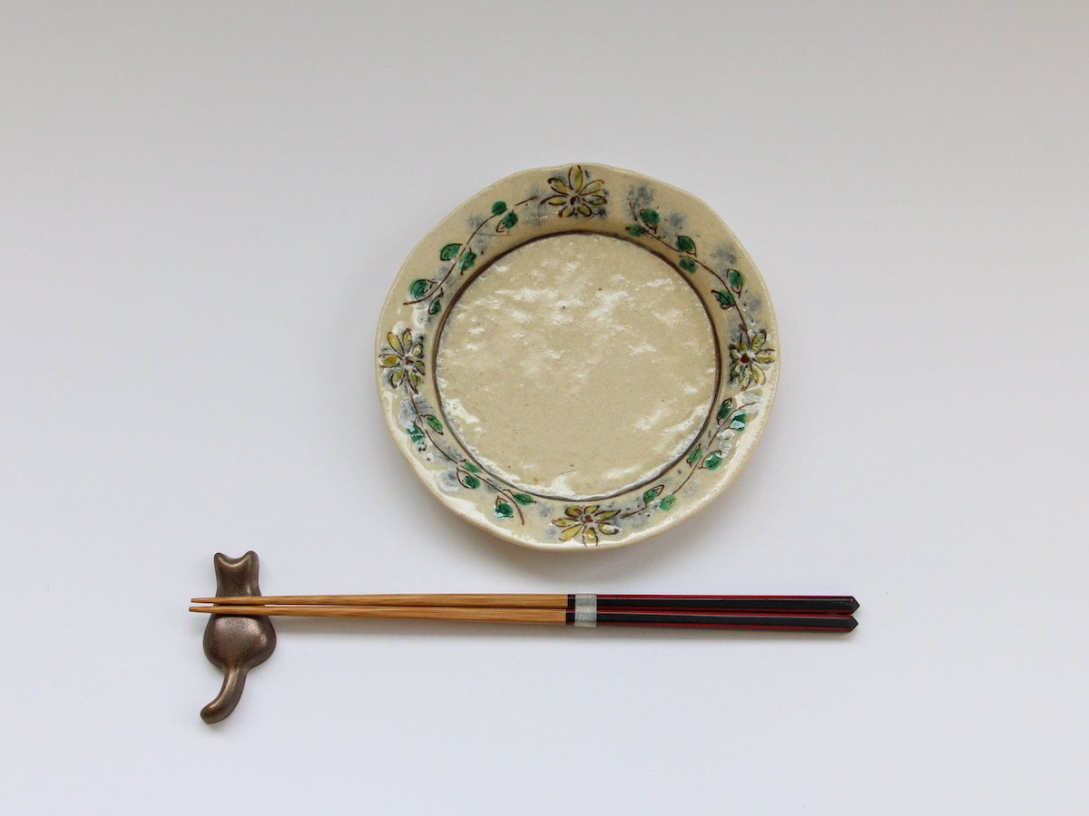 安南渕黄花つなぎ5寸平皿【日比野正明】