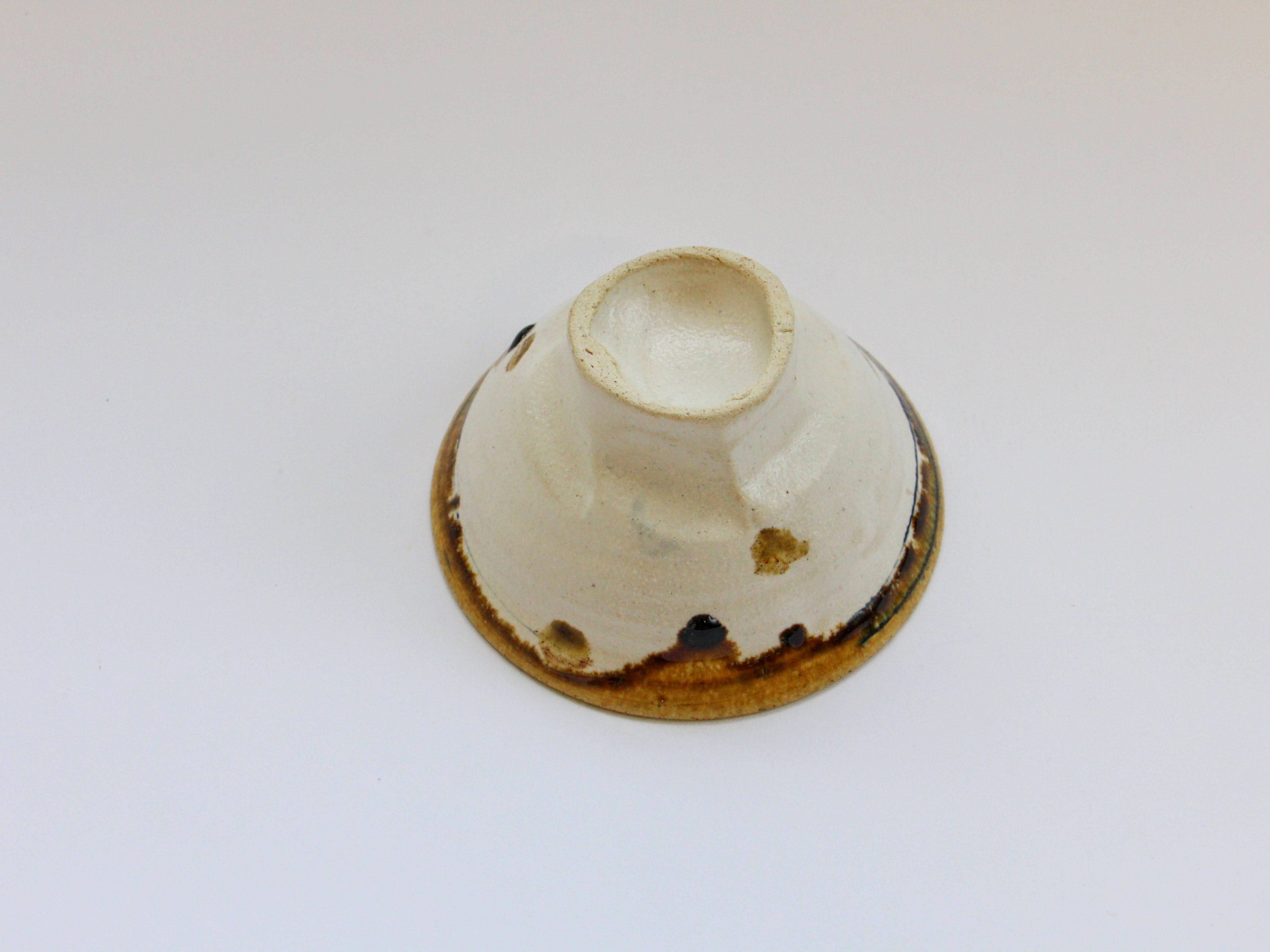 白化粧線刻黄ドット飯碗【山本一仁】