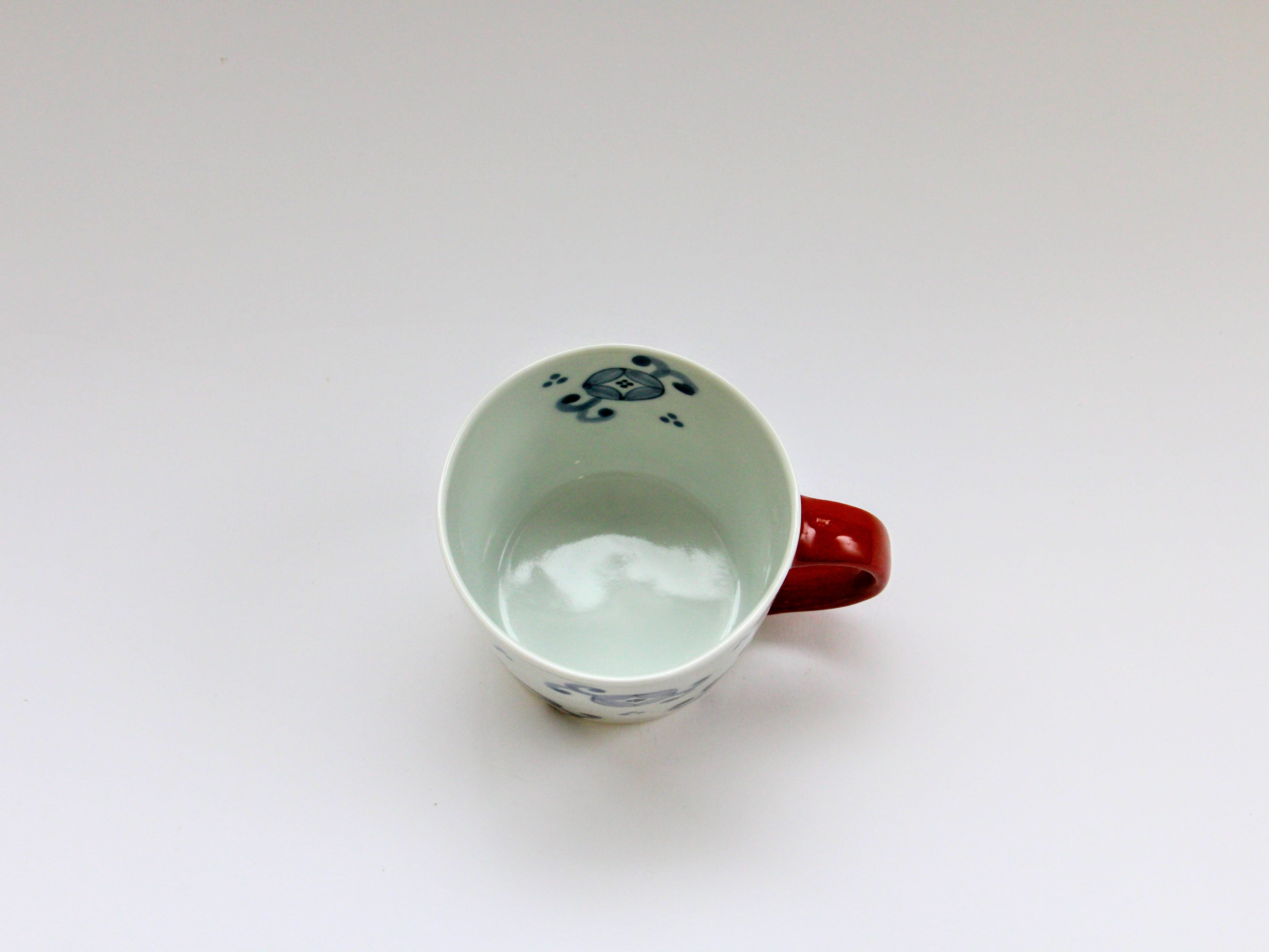 紋カフェマグ 赤【一峰窯】