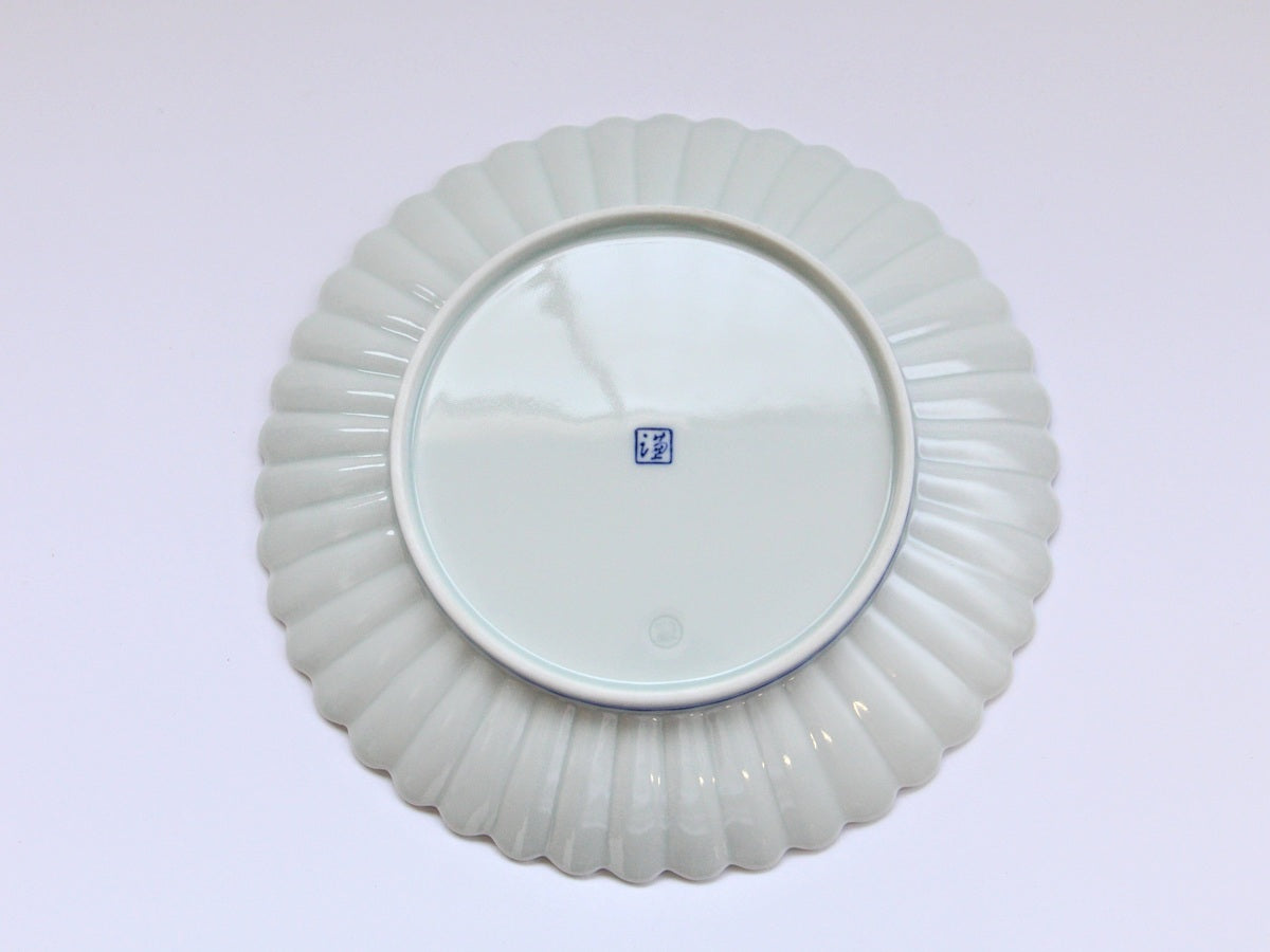 染付芙蓉手菊型皿21cm【梶謙製磁】