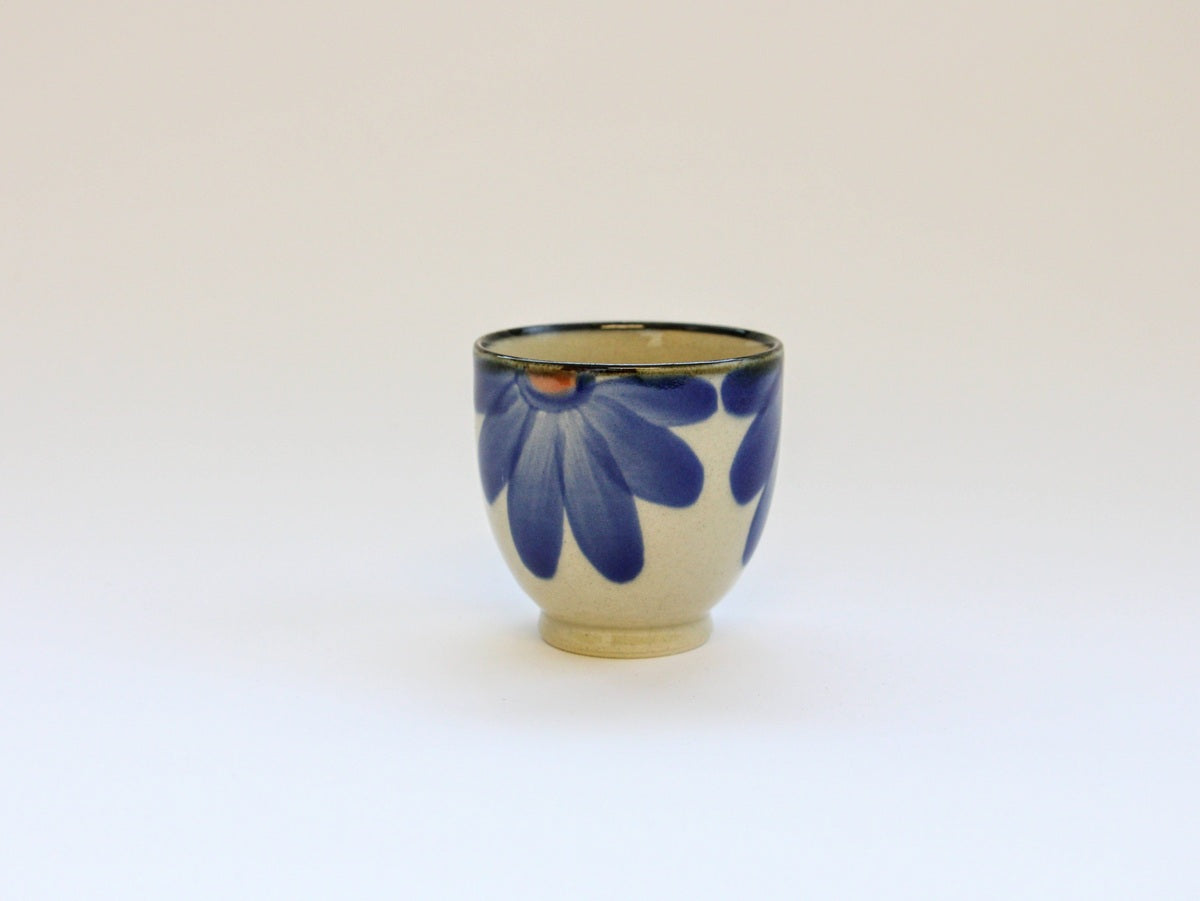 藍花コップ 青【長十郎窯】