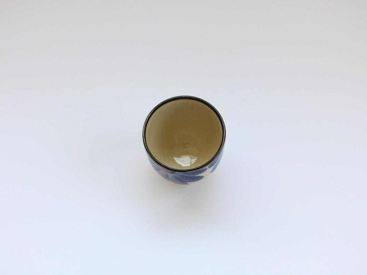 藍花コップ 青【長十郎窯】